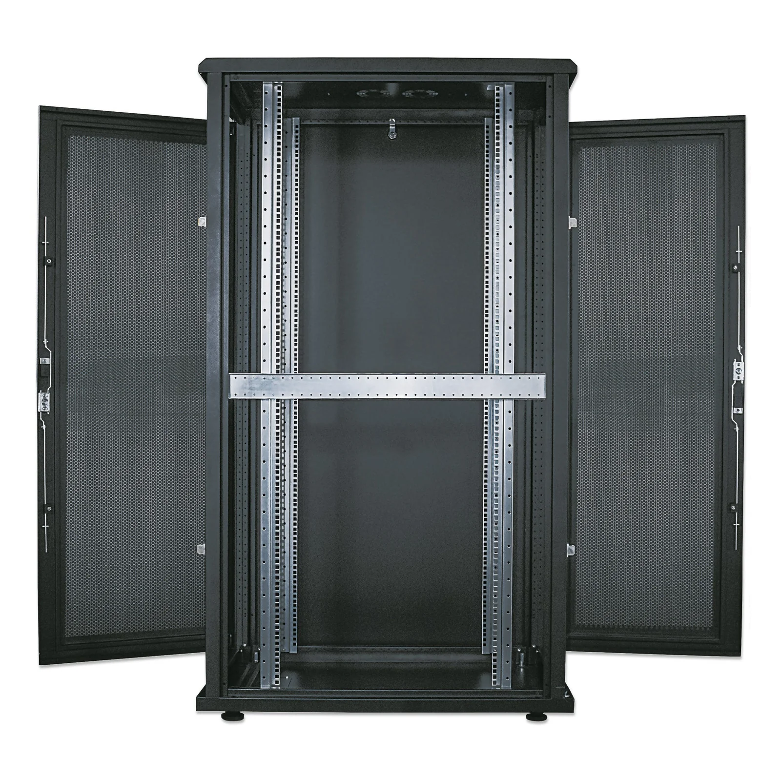 Intellinet Armoire serveur autoportante 19", 36U, 600 × 1000 mm (largeur x profondeur), noire, en kit, charge max. 1500 kg, verrouillage multipoints, Une serrure par panneau latéral, profondeur utile 123 à 773 mm, IP20, acier