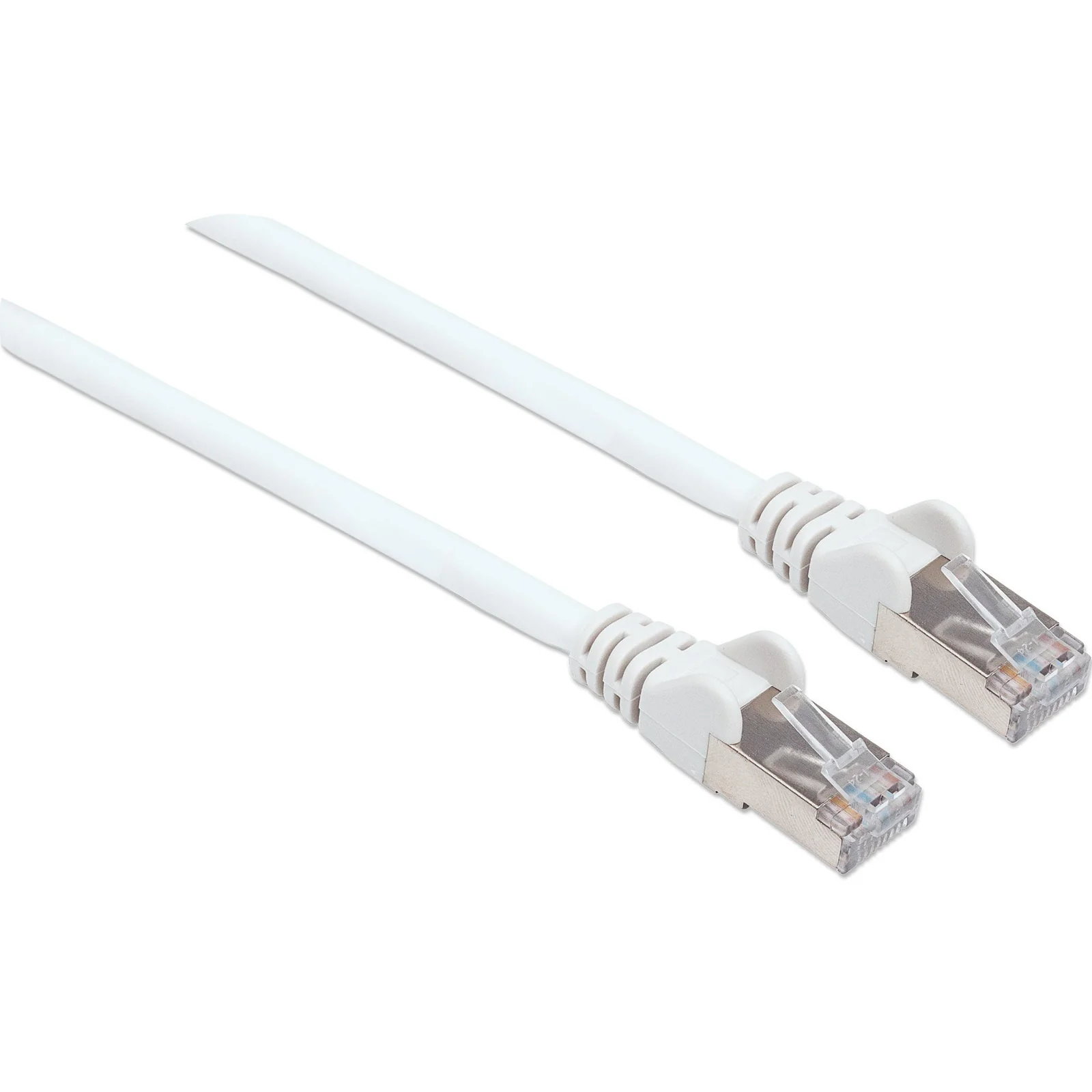 Intellinet Câble patch réseau, Cat6, 1 m, blanc, cuivre, S/FTP, LSOH/LSZH, PVC, RJ45, contacts plaqués or, anti-accroc, avec manchon, garantie à vie