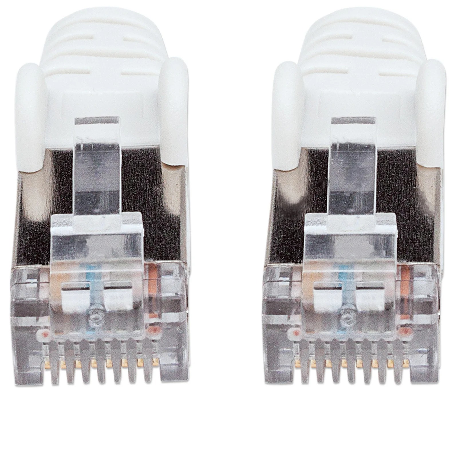 Intellinet Câble patch réseau, Cat6, 1 m, blanc, cuivre, S/FTP, LSOH/LSZH, PVC, RJ45, contacts plaqués or, anti-accroc, avec manchon, garantie à vie