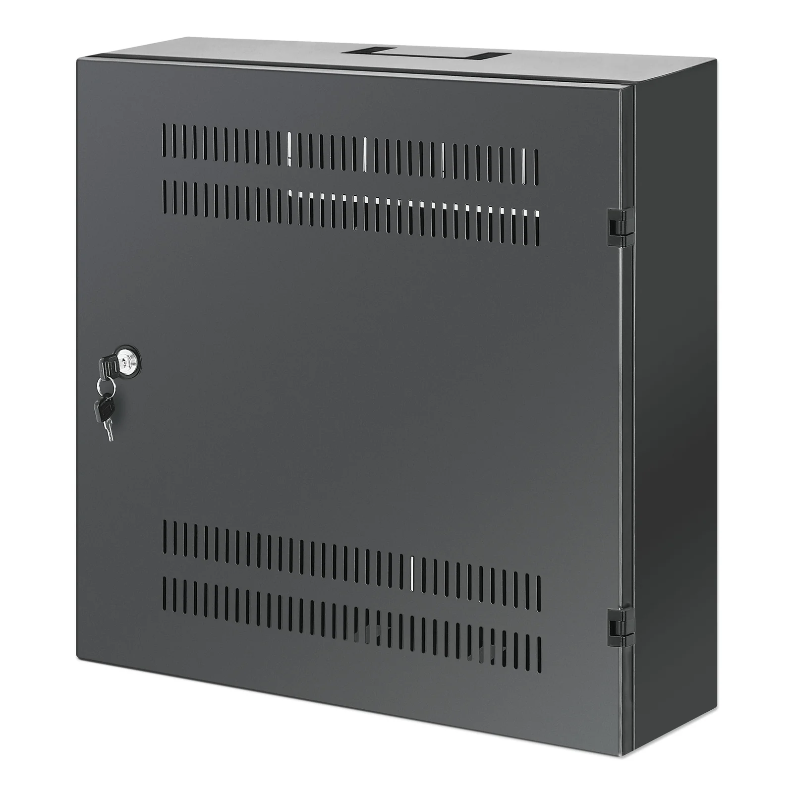Coffret mural 19" extra-plat avec rails 4U horizontaux et 2U verticaux, profondeur 170 mm, idéal AV/multimédia/surveillance, assemblé, noir RAL 7021