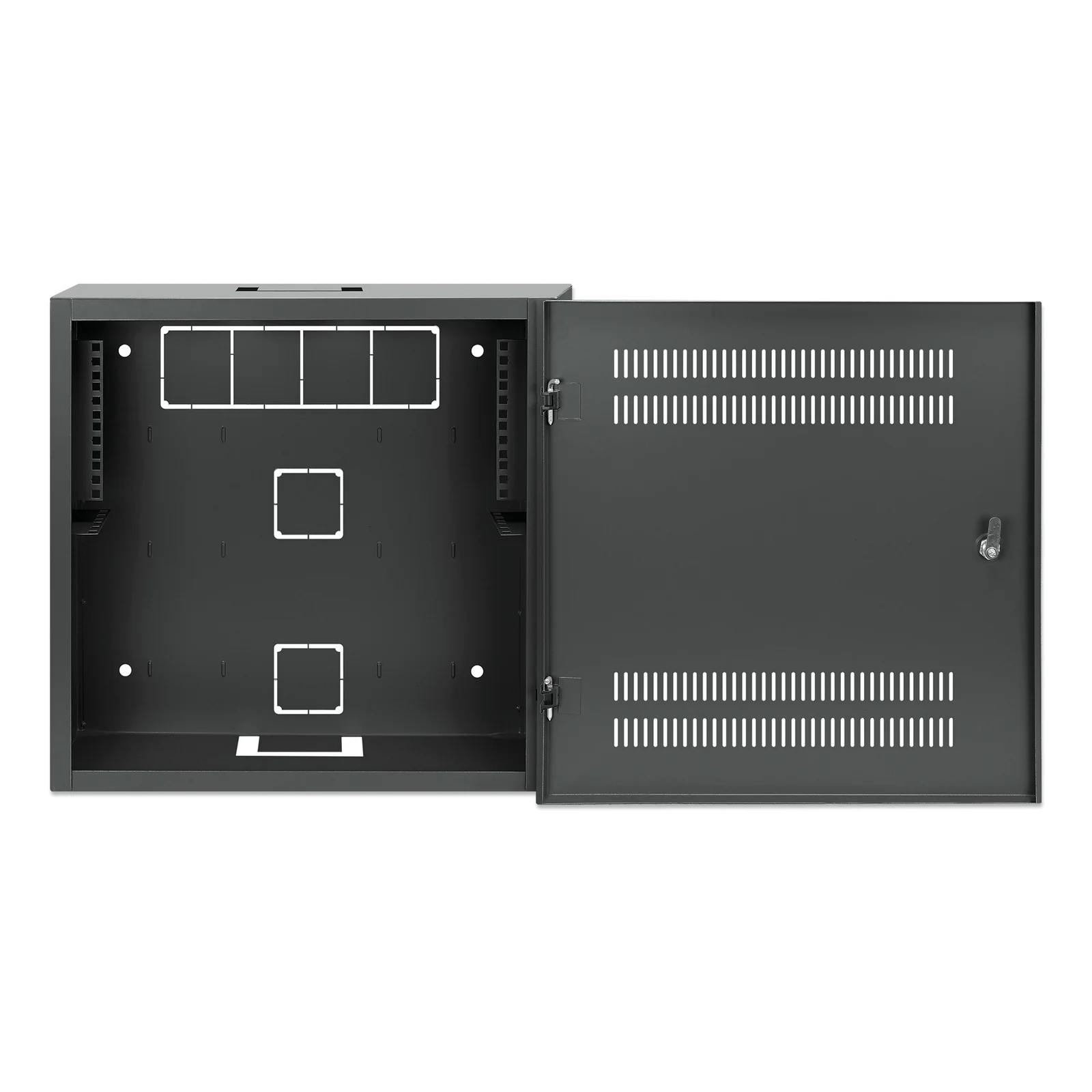 Intellinet Coffret mural 19" extra-plat avec rails 4U horizontaux et 2U verticaux, profondeur 170 mm, idéal AV/multimédia/surveillance, assemblé, noir RAL 7021