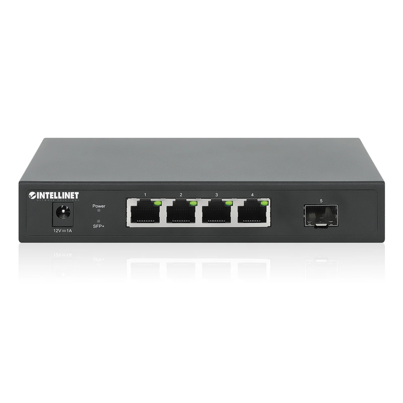 Intellinet Commutateur réseau (switch) 5 ports avec 4 ports Ethernet 2,5G et 1 liaison montante SFP+ 10G, non administrable, format bureau, option montage mural, garantie de 3 ans