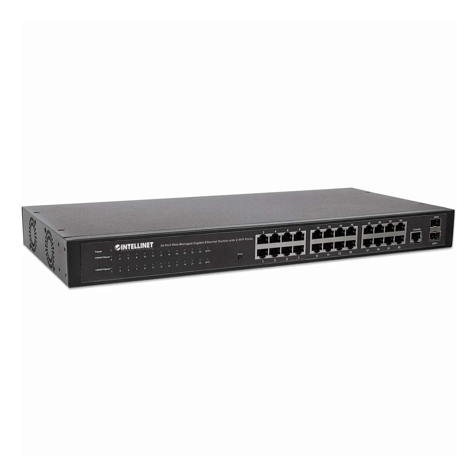 Intellinet Commutateur réseau (switch) Gigabit 24 ports, 24 ports RJ45, 4 ports SFP, Web-Smart Ethernet, montage rack 19", garantie de 3 ans