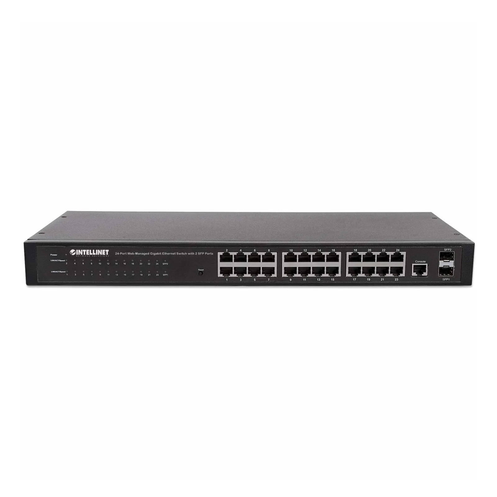 Intellinet Commutateur réseau (switch) Gigabit 24 ports, 24 ports RJ45, 4 ports SFP, Web-Smart Ethernet, montage rack 19", garantie de 3 ans