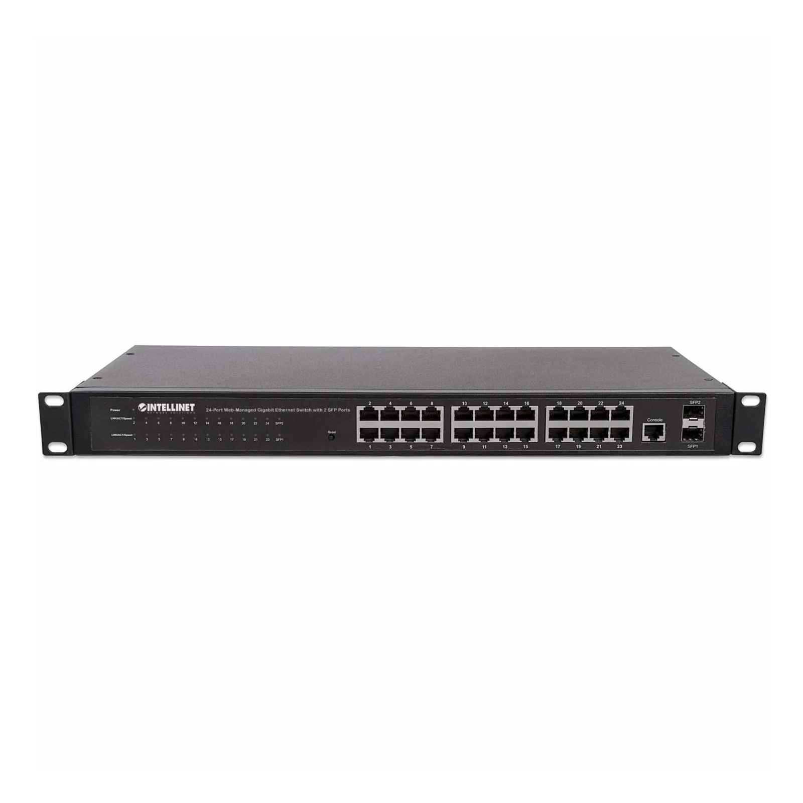 Intellinet Commutateur réseau (switch) Gigabit 24 ports, 24 ports RJ45, 4 ports SFP, Web-Smart Ethernet, montage rack 19", garantie de 3 ans