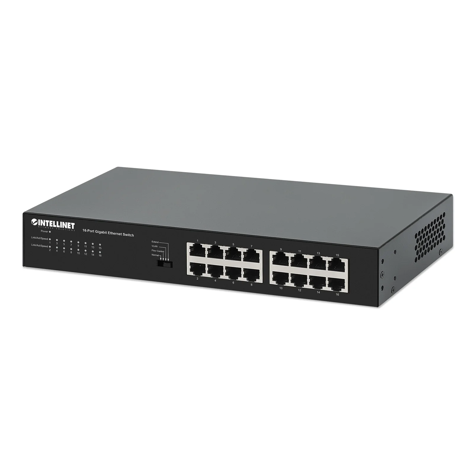 Commutateur réseau (switch) Gigabit Ethernet 16 ports, Ethernet écoénergétique IEEE 802.3az, format bureau, équerres rack 19" incluses, garantie de 3 ans