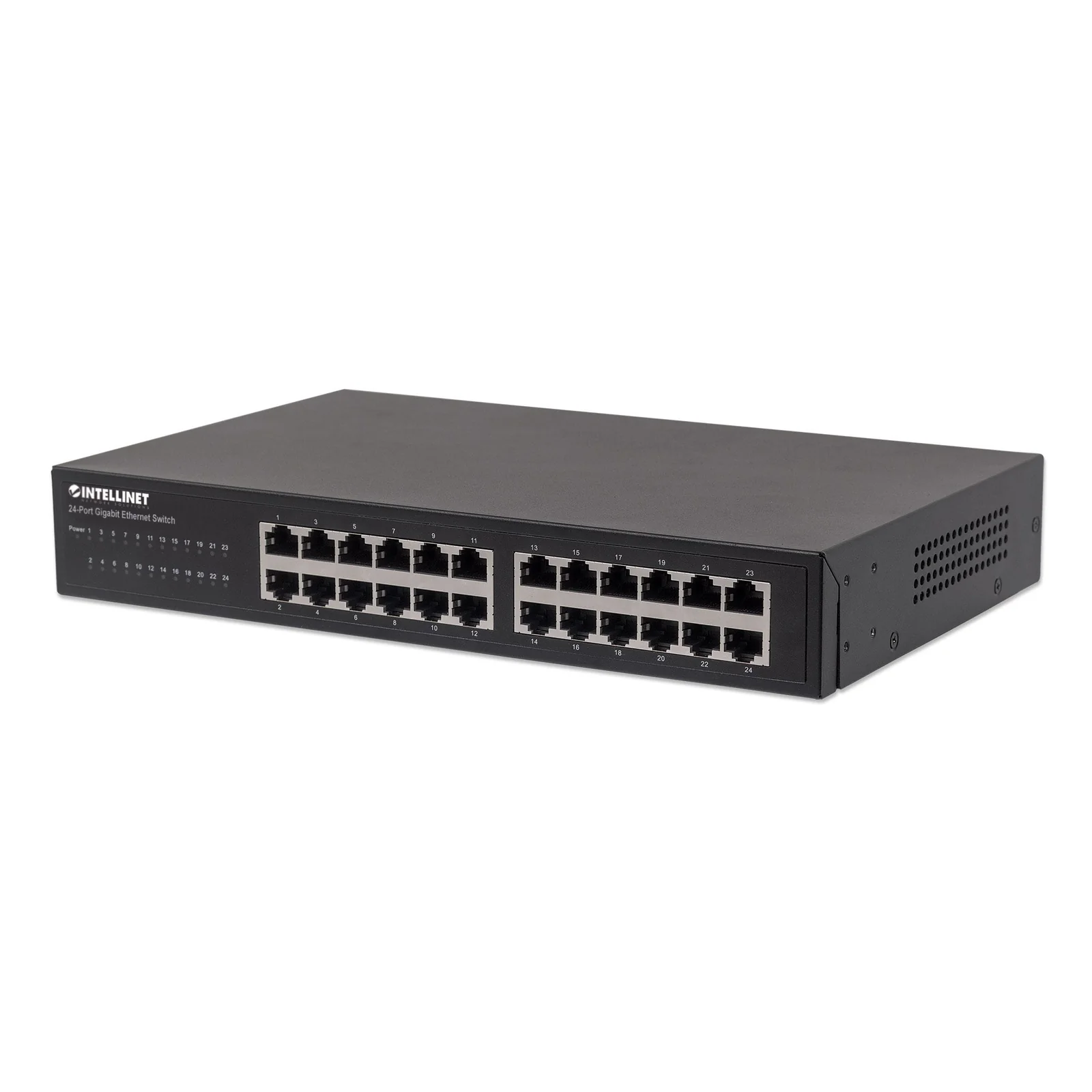 Commutateur réseau (switch) Gigabit Ethernet 24 ports, 24 ports RJ45, IEEE 802.3az (Ethernet éco-énergétique), format bureau au rack 19", boîtier métal, garantie de 3 ans