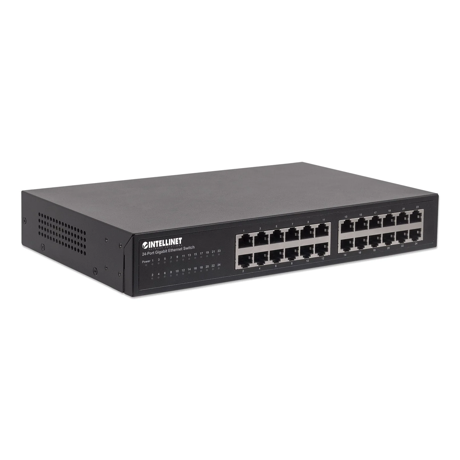 Intellinet Commutateur réseau (switch) Gigabit Ethernet 24 ports, 24 ports RJ45, IEEE 802.3az (Ethernet éco-énergétique), format bureau au rack 19", boîtier métal, garantie de 3 ans
