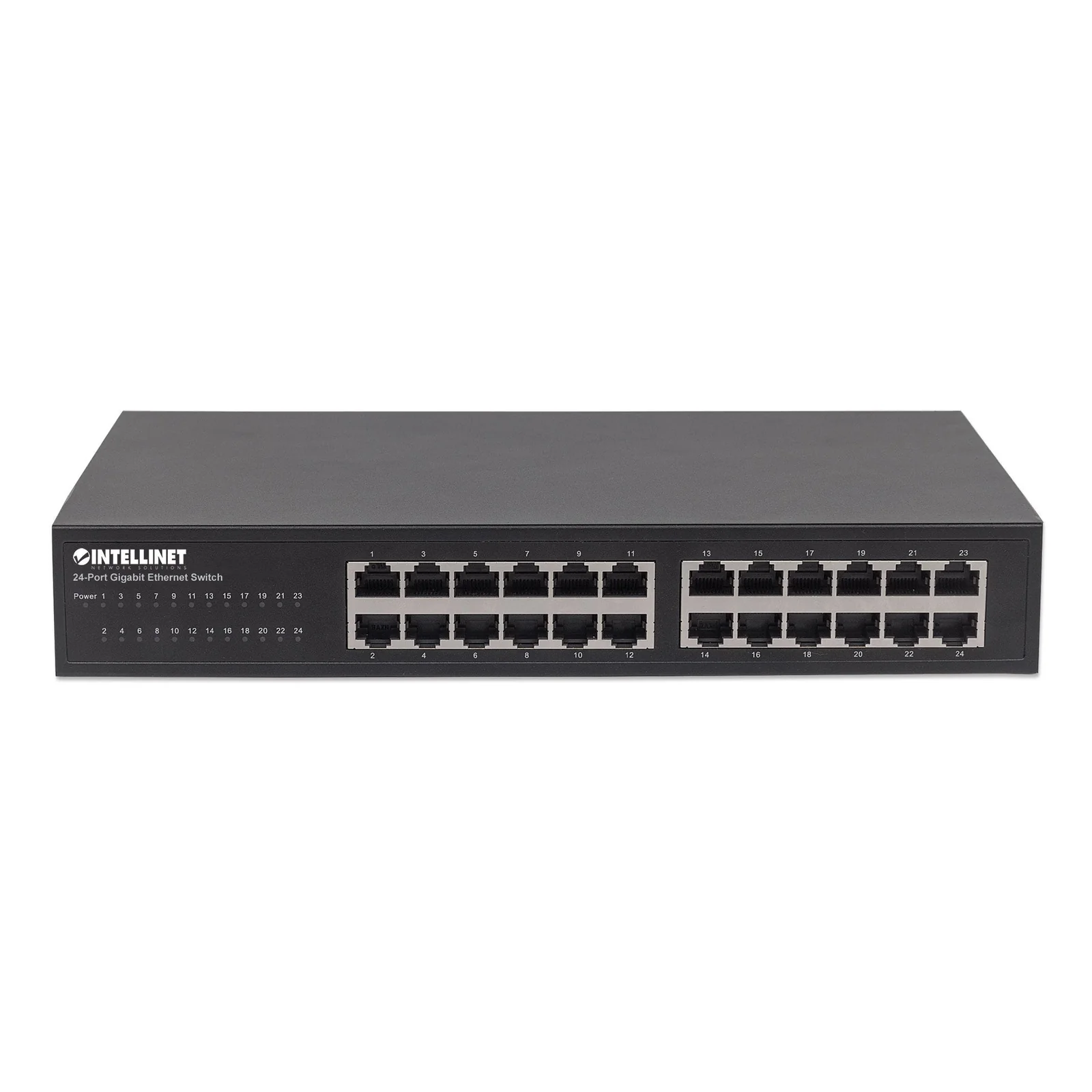 Intellinet Commutateur réseau (switch) Gigabit Ethernet 24 ports, 24 ports RJ45, IEEE 802.3az (Ethernet éco-énergétique), format bureau au rack 19", boîtier métal, garantie de 3 ans