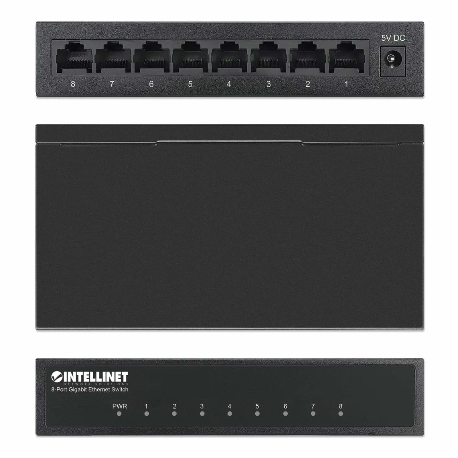 Intellinet Commutateur réseau (switch) Gigabit Ethernet 8 ports, format bureau, boîtier métal, IEEE 802.3az (Ethernet éco-énergétique), garantie de 3 ans