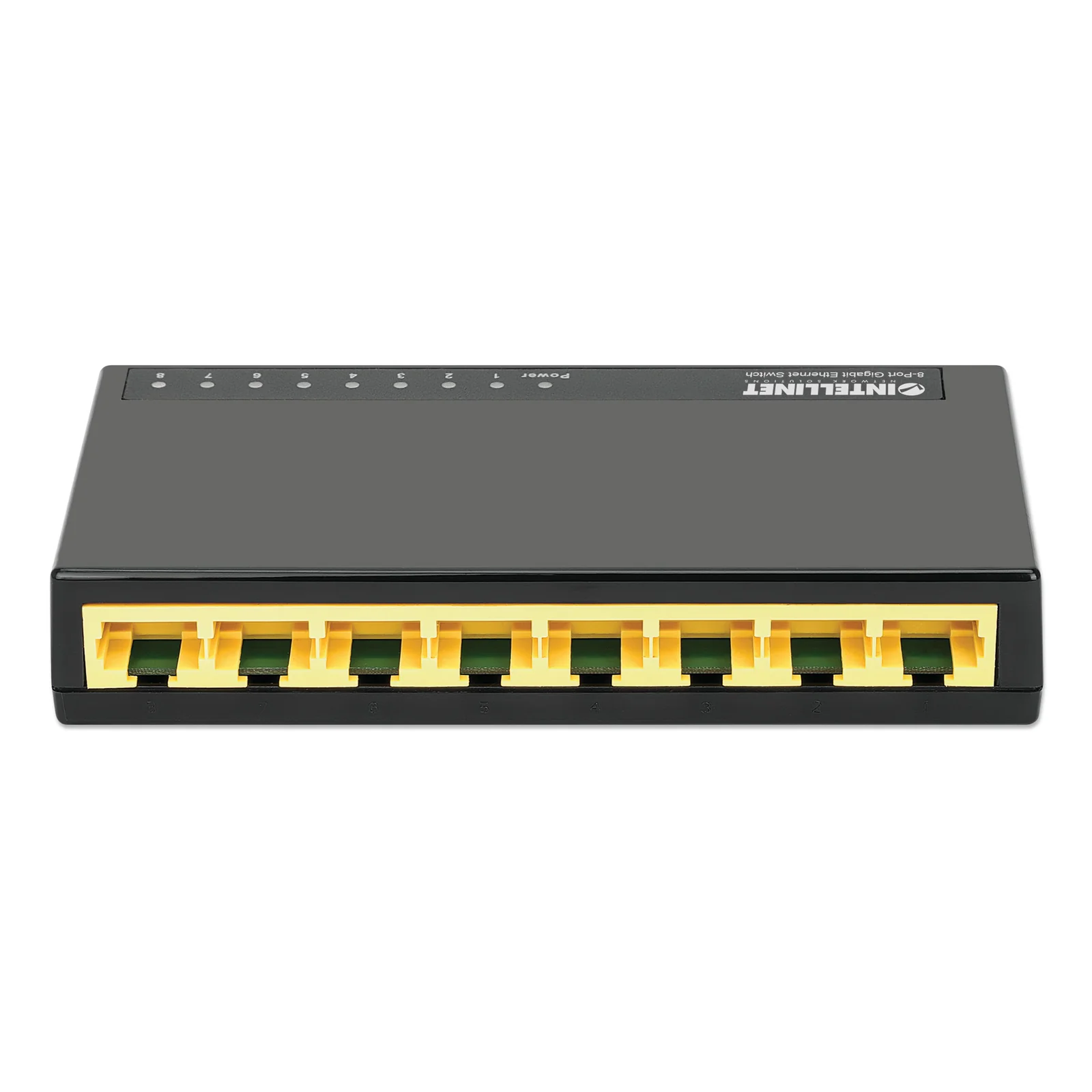 Intellinet Commutateur réseau (switch) Gigabit Ethernet 8 ports, format bureau, boîtier plastique, IEEE 802.3az (Ethernet éco-énergétique), noir, garantie de 3 ans