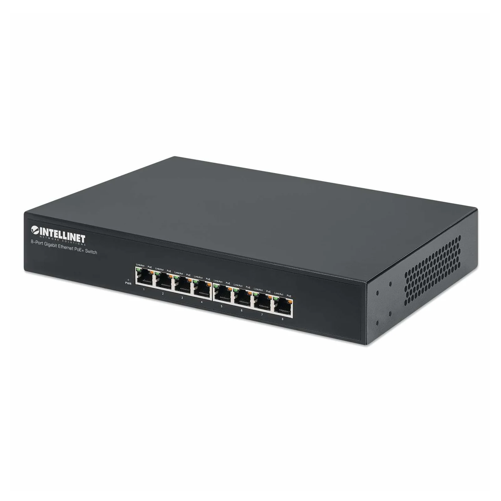 Commutateur réseau (switch) Gigabit Ethernet PoE+ 8 ports, 8 ports PoE, compatible IEEE 802.3at/af, endspan, format bureau, garantie de 3 ans