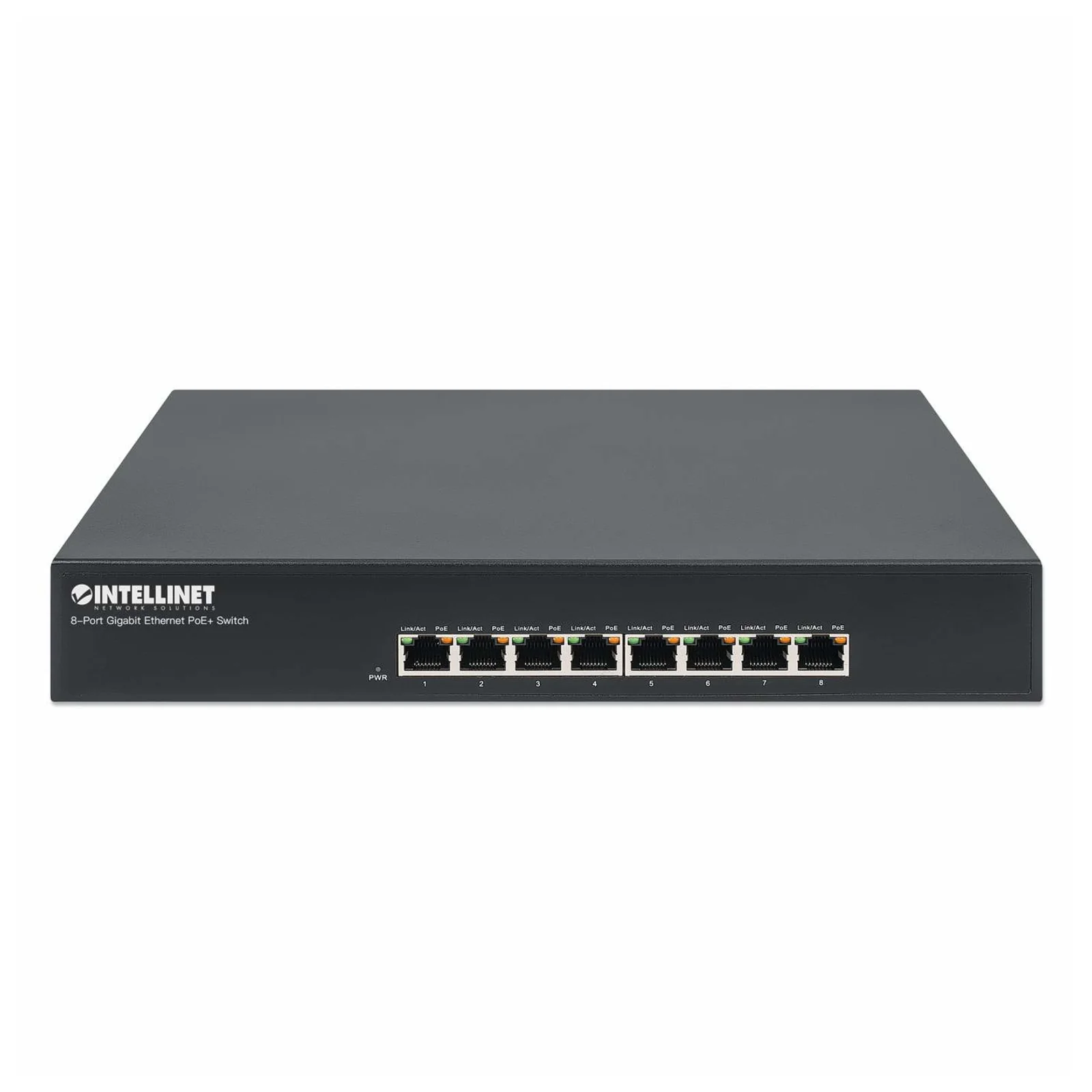 Intellinet Commutateur réseau (switch) Gigabit Ethernet PoE+ 8 ports, 8 ports PoE, compatible IEEE 802.3at/af, endspan, format bureau, garantie de 3 ans