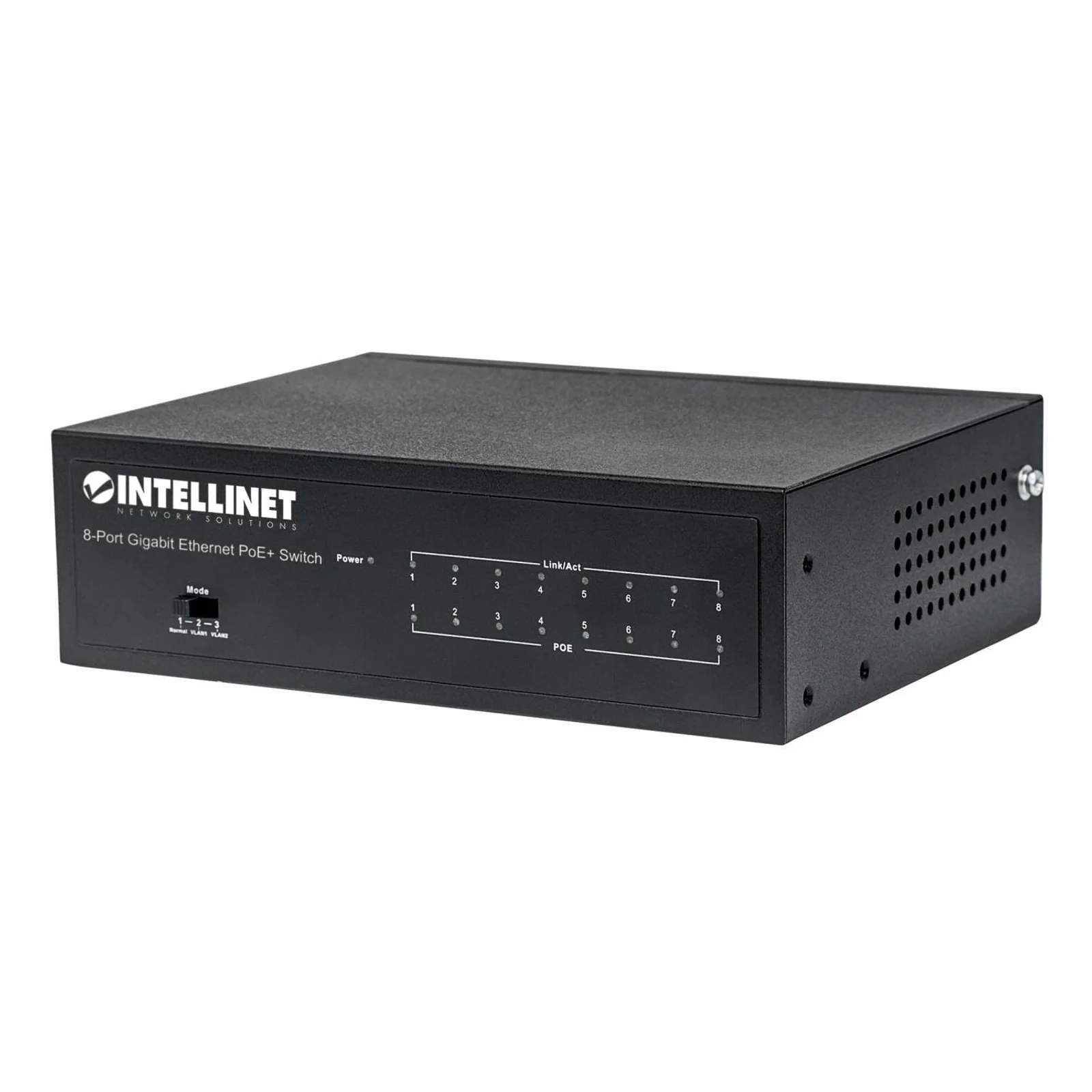 Commutateur réseau (switch) Gigabit Ethernet PoE+ 8 ports, compatible IEEE 802.3at/af, budget PoE 60 W, format bureau, garantie de 3 ans