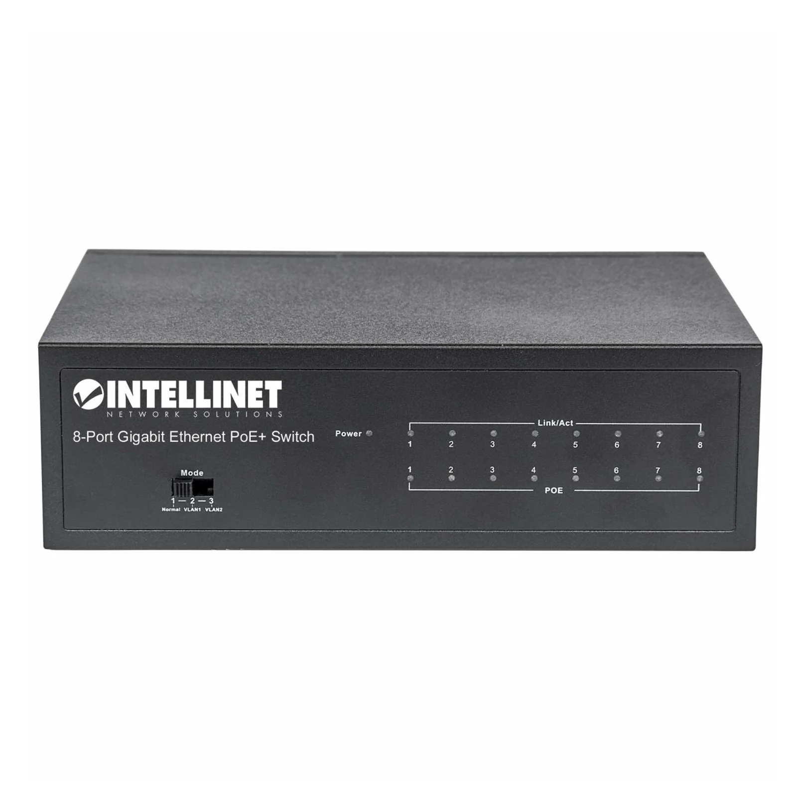 Intellinet Commutateur réseau (switch) Gigabit Ethernet PoE+ 8 ports, compatible IEEE 802.3at/af, budget PoE 60 W, format bureau, garantie de 3 ans