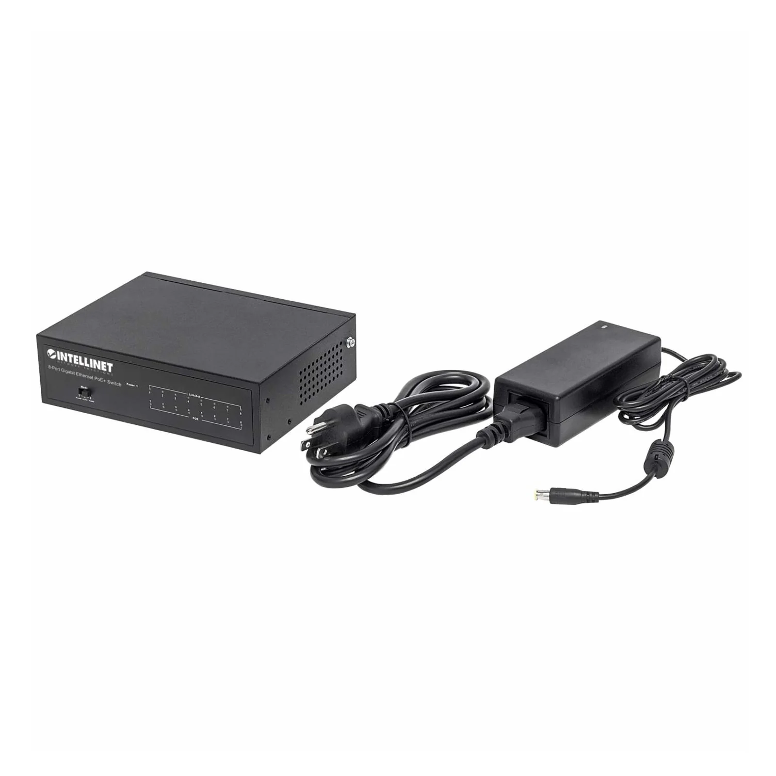 Intellinet Commutateur réseau (switch) Gigabit Ethernet PoE+ 8 ports, compatible IEEE 802.3at/af, budget PoE 60 W, format bureau, garantie de 3 ans