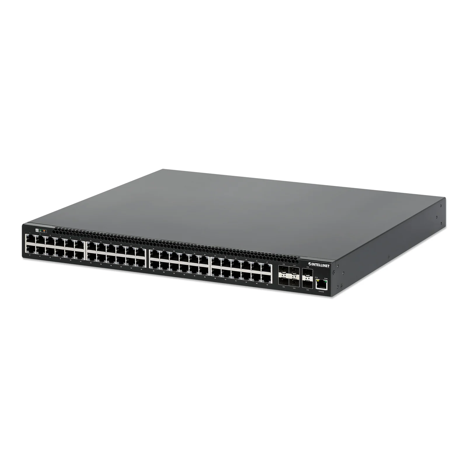 Commutateur réseau (switch) PoE+ entièrement administrable L3 54 ports avec 48 ports Gigabit Ethernet et 6 liaisons montantes SFP+ 10G, IEEE 802.3at/af, budget PoE 850 W, rack 19", garantie de 3 ans