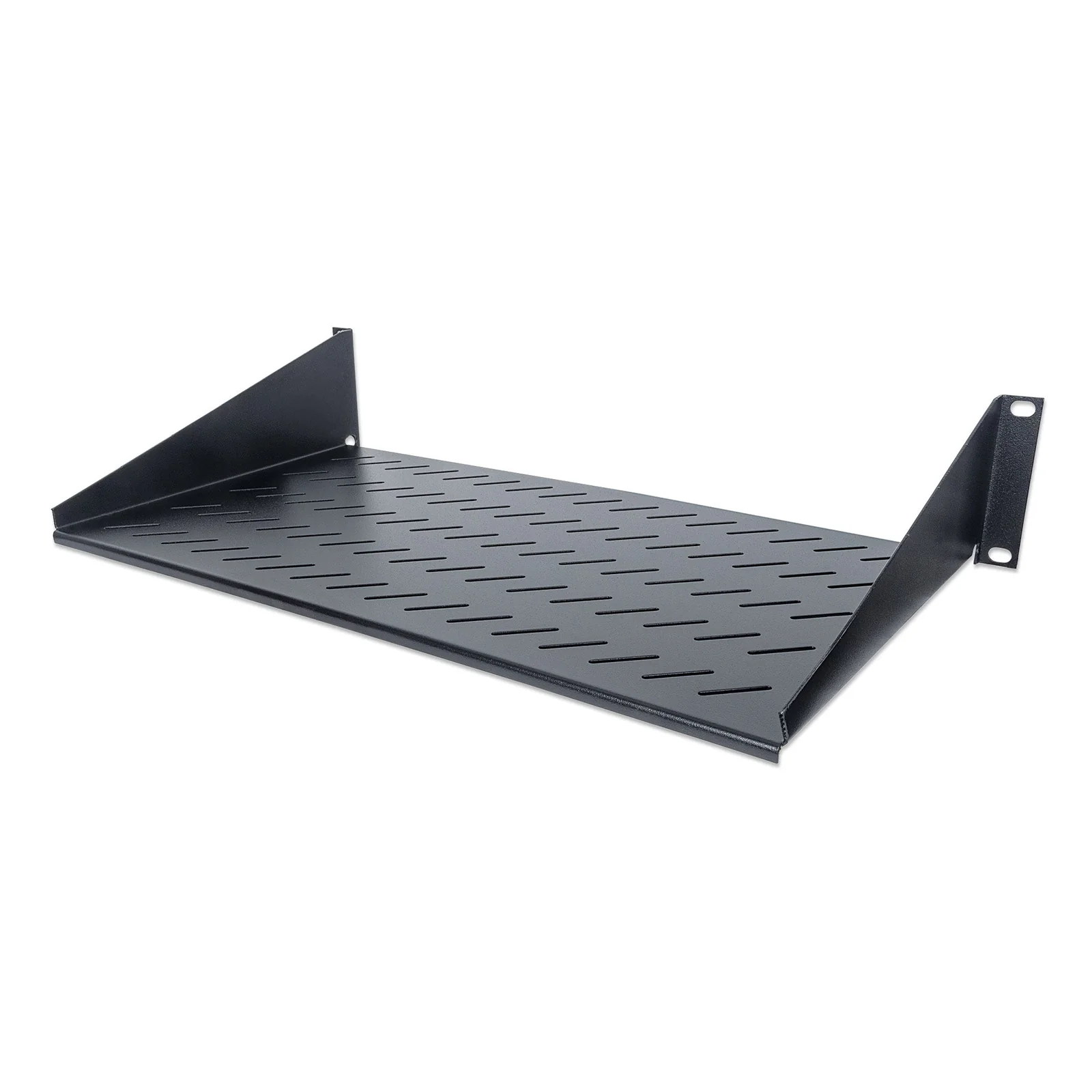 Étagère cantilever 19", 2U, montage frontal 2 points, profondeur 250 mm, charge max. 25 kg, noire, garantie trois ans