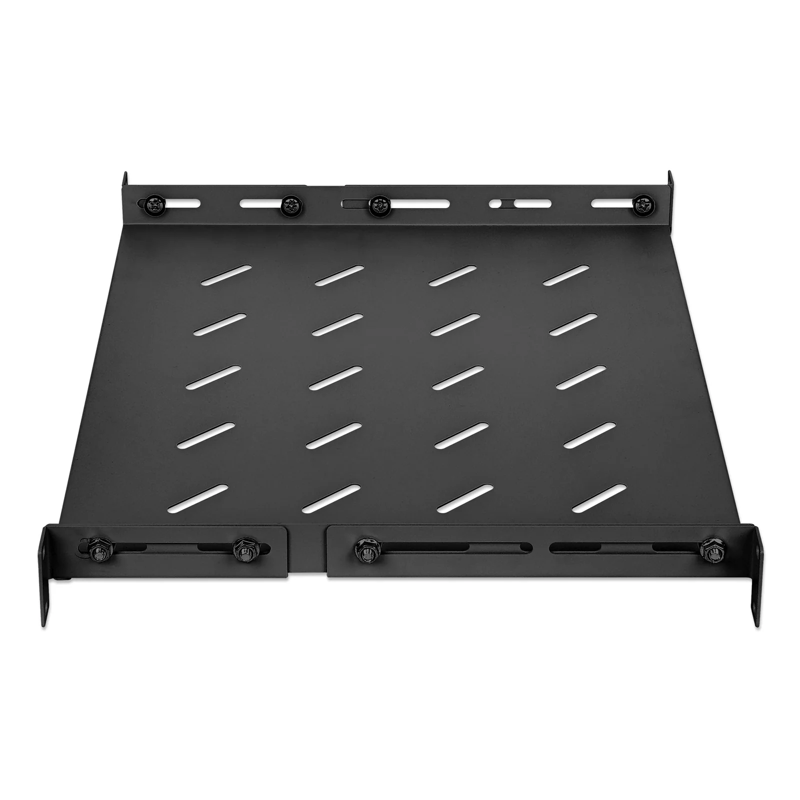Intellinet Étagère fixe réglable 19", 1U, profondeur 350 mm, rails réglables de 350 à 550 mm, charge max. 20 kg, noire, garantie à vie