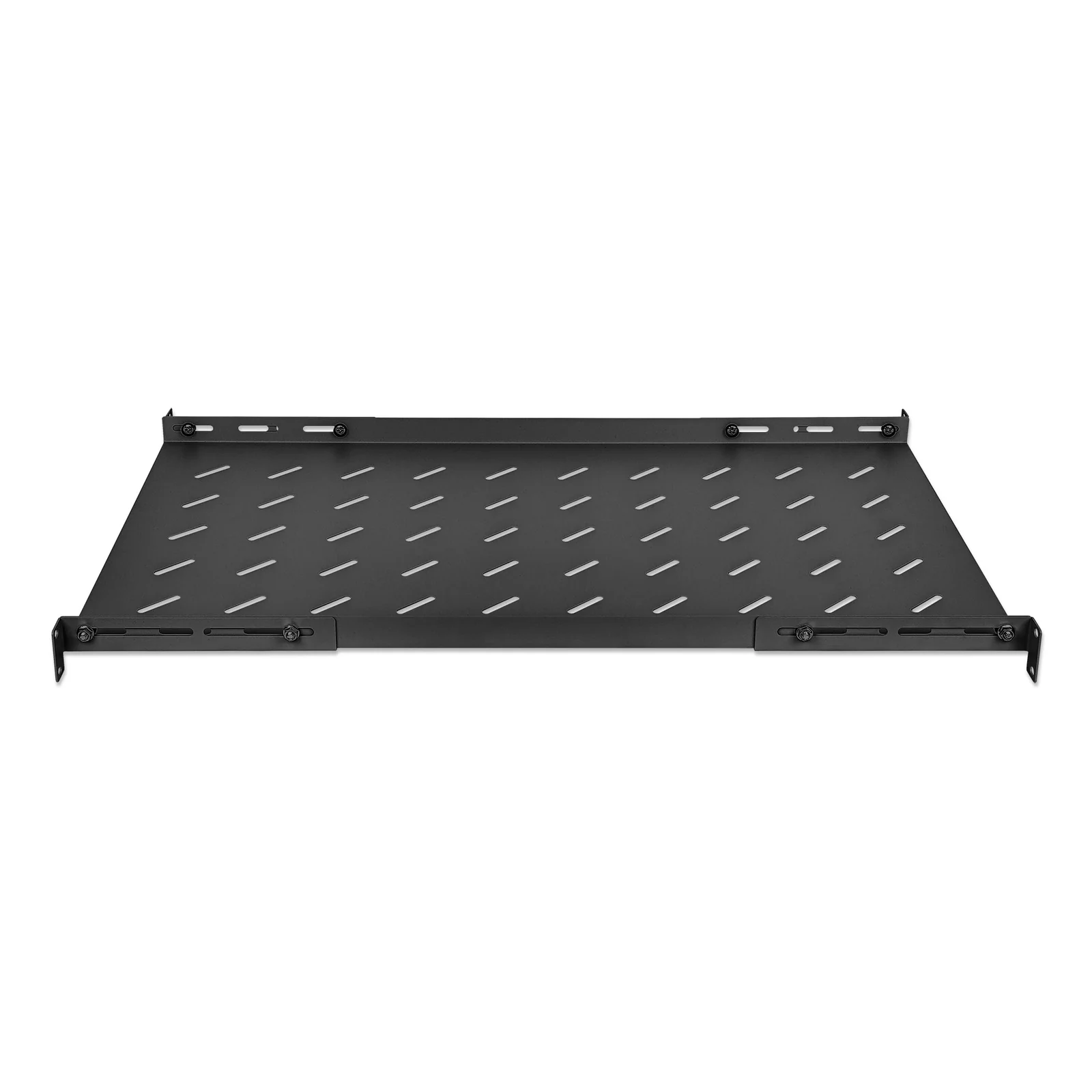 Intellinet Étagère fixe réglable 19", 1U, profondeur 750 mm, rails réglables de 750 à 950 mm, charge max. 20 kg, noire, garantie à vie