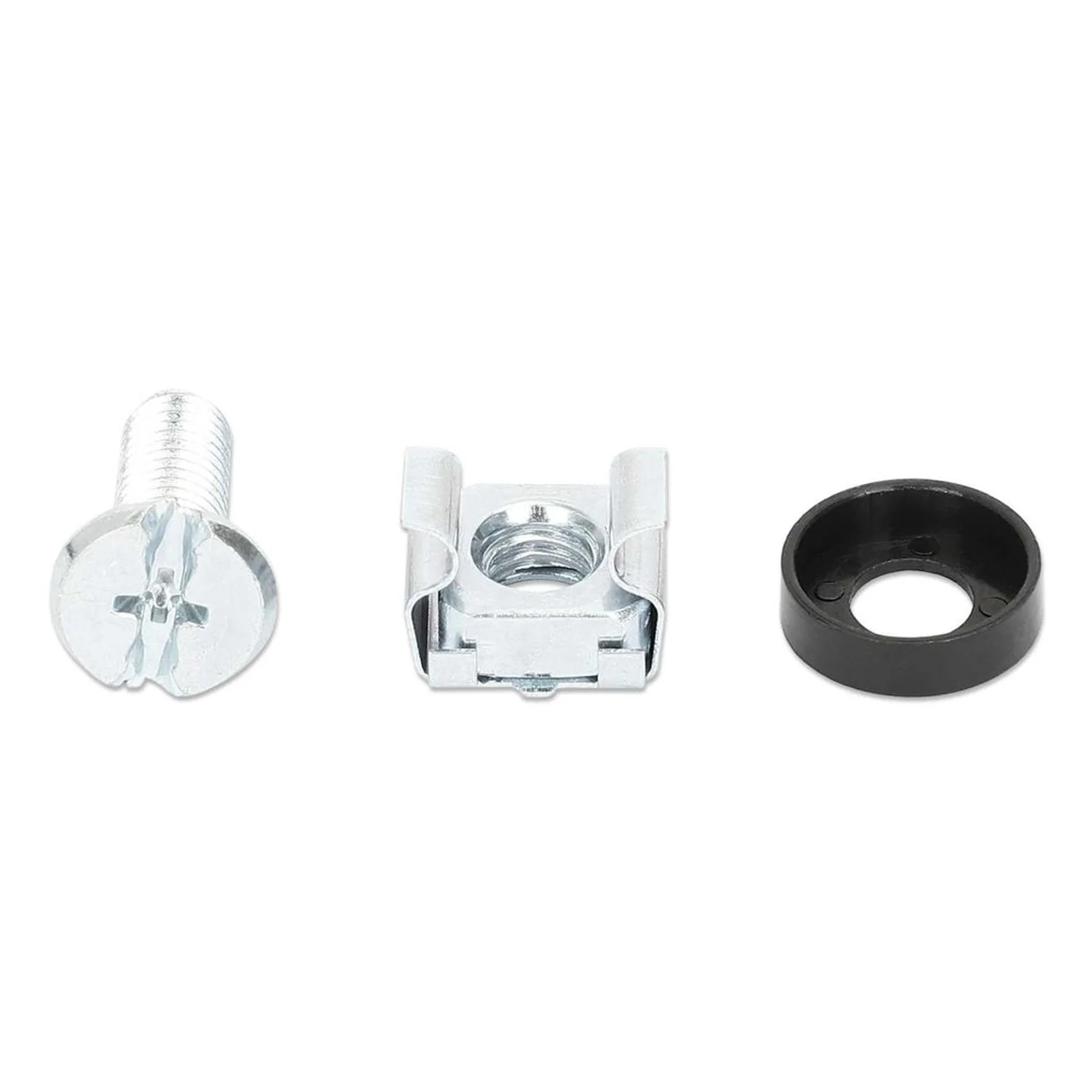 Intellinet Jeu d’écrous cage M6 (100 pcs) avec vis et rondelles, pour armoires et racks 19", pot plastique, garantie à vie