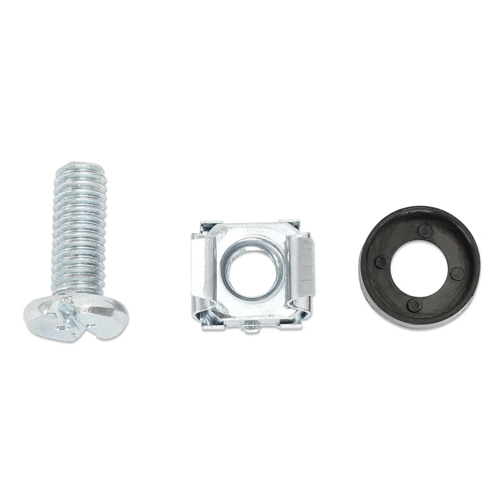 Intellinet Jeu d’écrous cage M6 (100 pcs) avec vis et rondelles, pour armoires et racks 19", pot plastique, garantie à vie