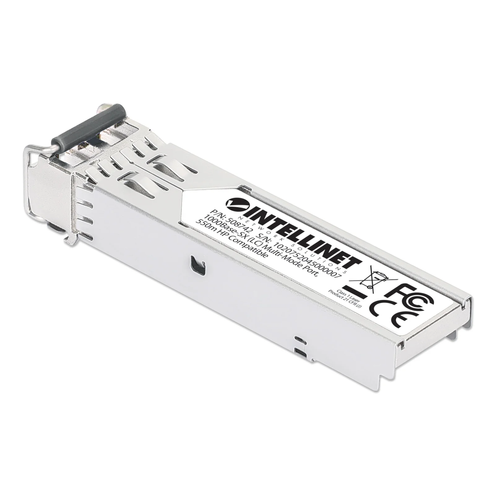 Intellinet Module émetteur-récepteur de réseau SFP fibre Gigabit Mini-GBIC, 1000Base-SX (LC) multimode duplex, 550 m, 850 nm, équivalent HPE J4858A/J4858B/J4858C/J4858D, garantie de 3 ans