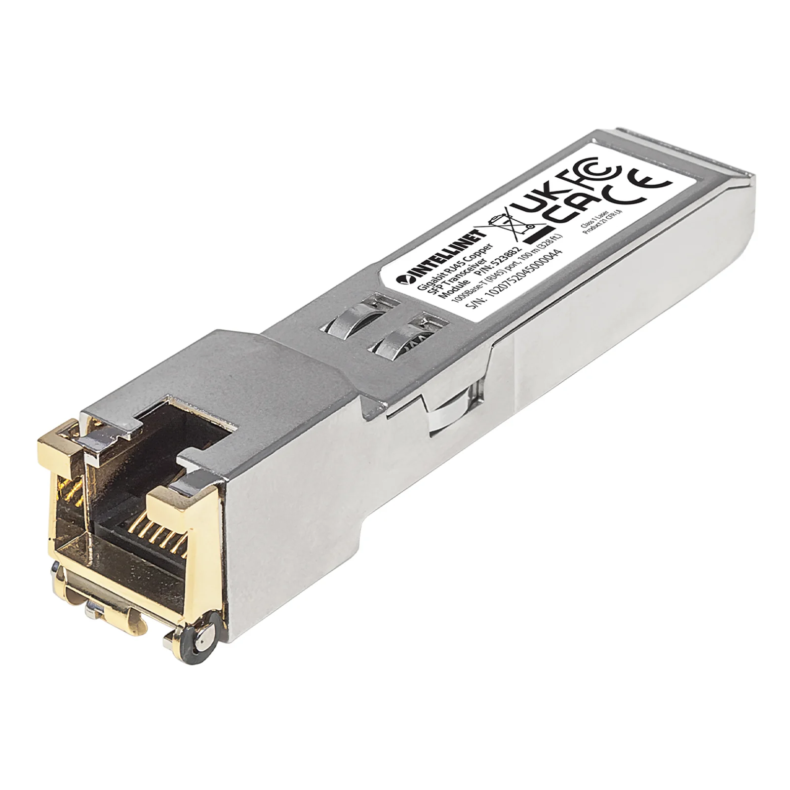 Intellinet Module émetteur-récepteur de réseau SFP RJ45 Gigabit, 1000Base-T, 100 m, conforme MSA, équivalent Cisco GLC-T, garantie de 3 ans