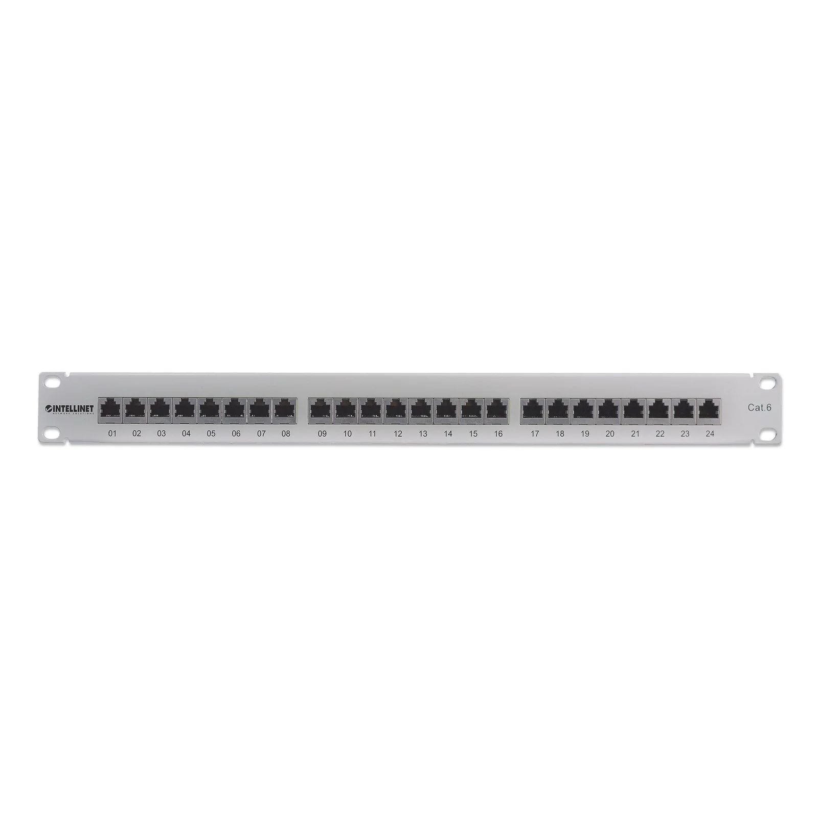 Intellinet Panneau de brassage, Cat6, FTP, 24 ports, 1U, blindé, blocs 90° à insertion par le dessus (punch-down), gris