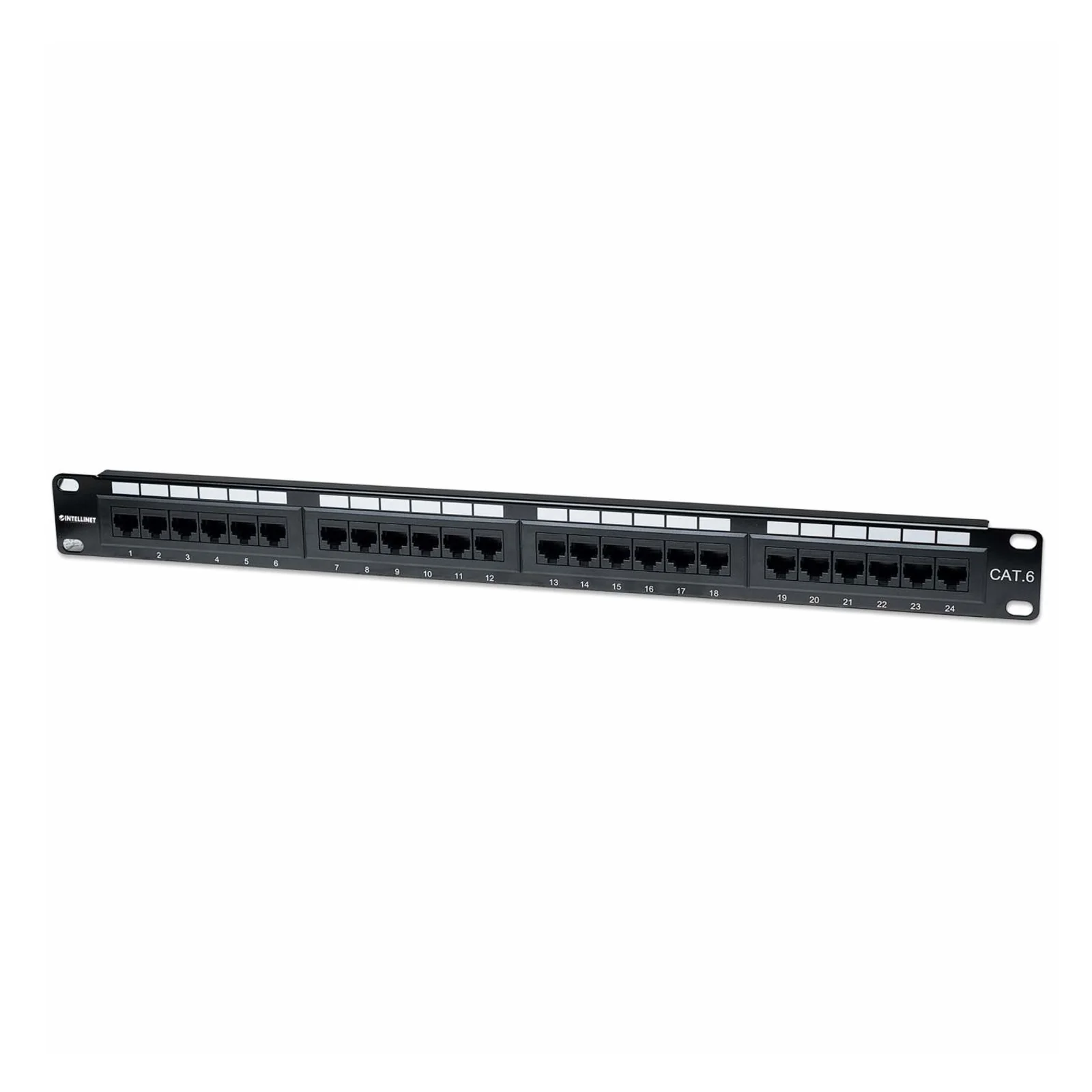 Panneau de brassage Cat6, UTP, 24 ports, 1U, noir