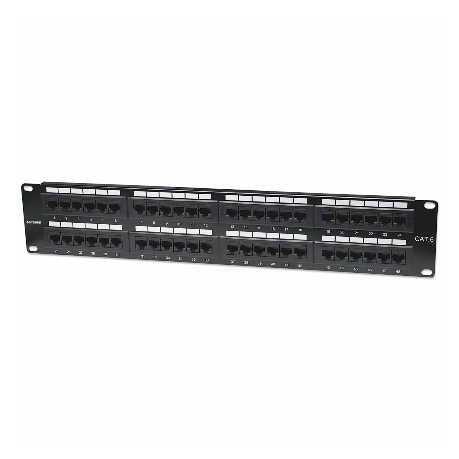 Panneau de brassage Cat6, UTP, 48 ports, 2U, noir