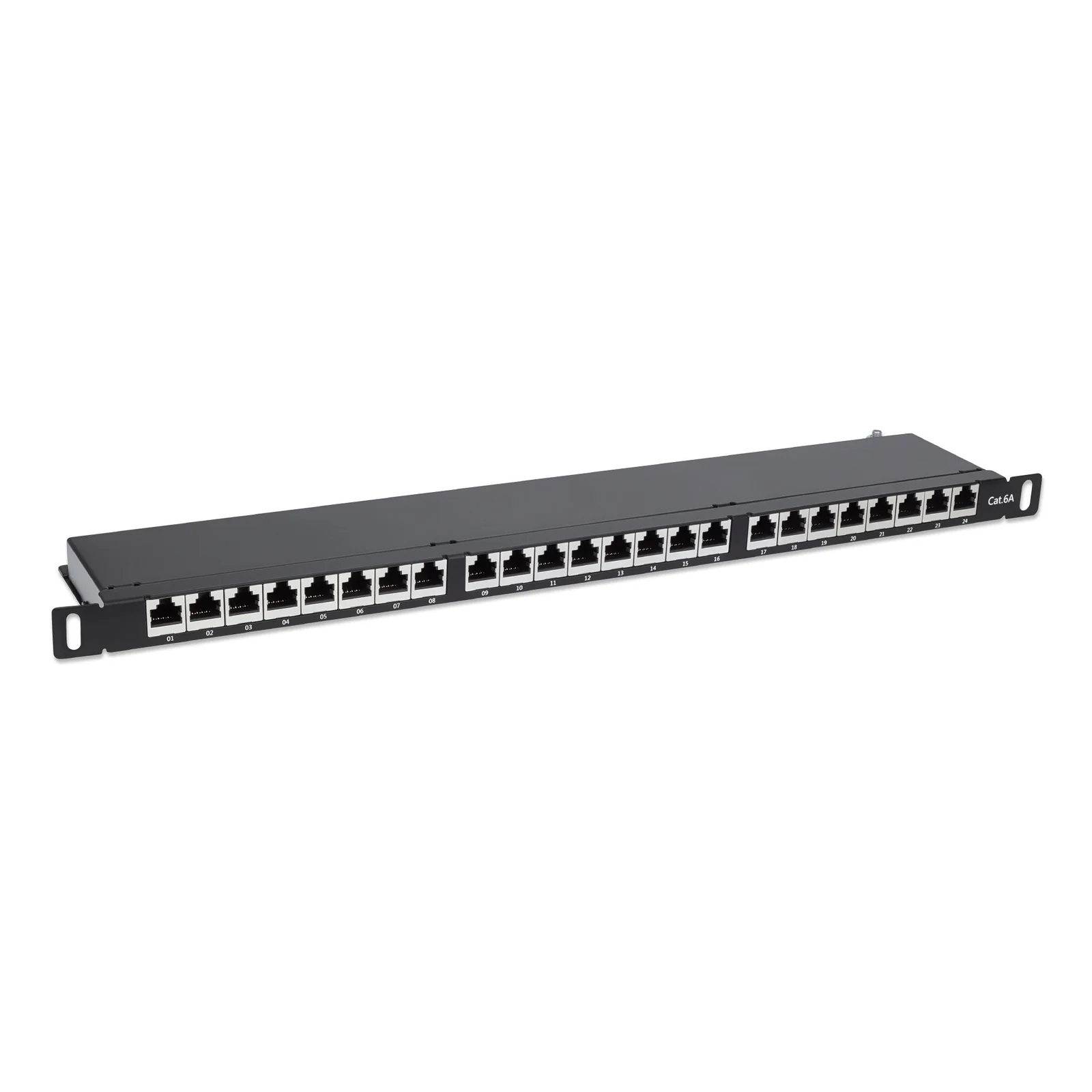 Intellinet Panneau de brassage, Cat6A, FTP, 24 ports, 19", 0,5U, blindé, blocs 90° à insertion par le dessus (punch-down), noir