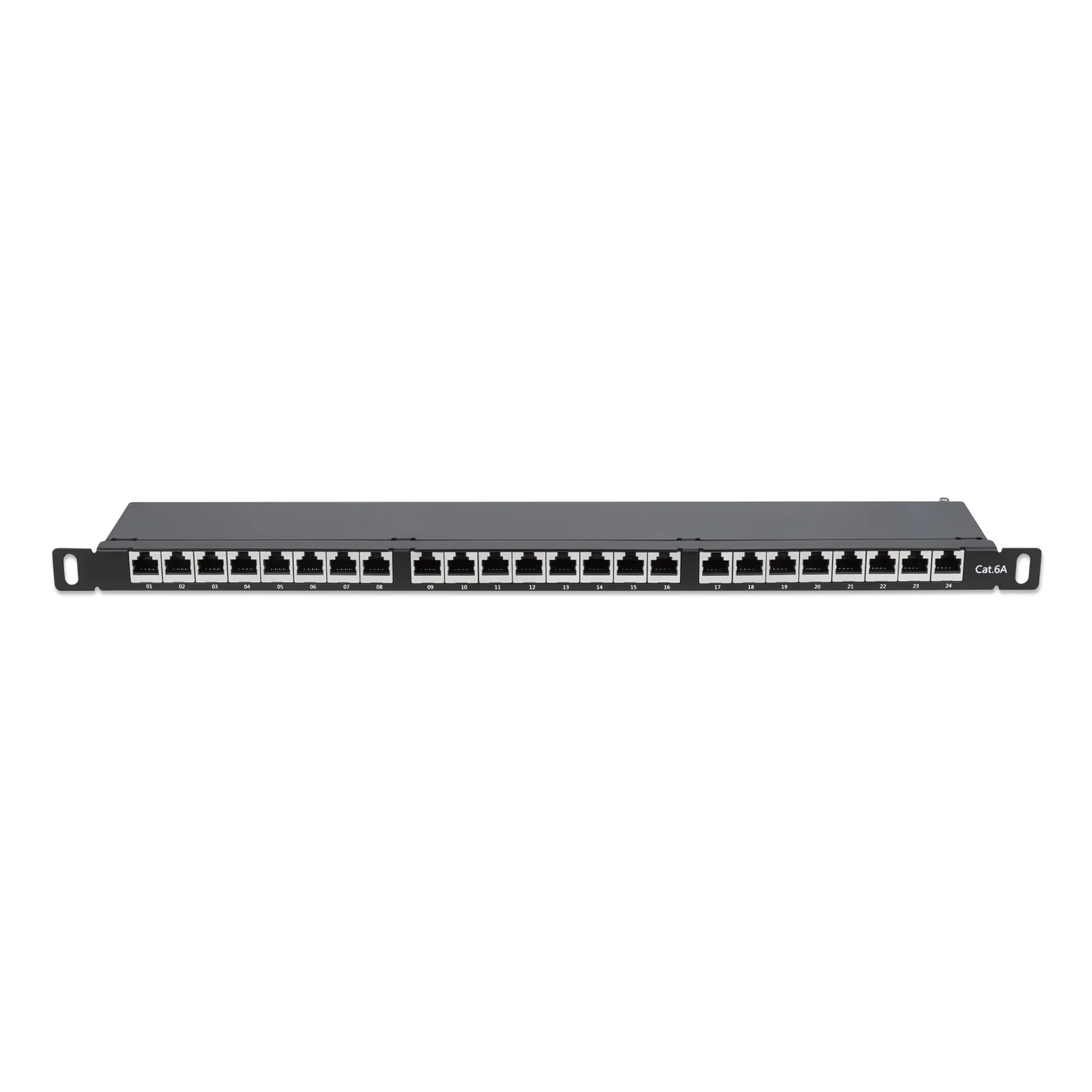 Intellinet Panneau de brassage, Cat6A, FTP, 24 ports, 19", 0,5U, blindé, blocs 90° à insertion par le dessus (punch-down), noir