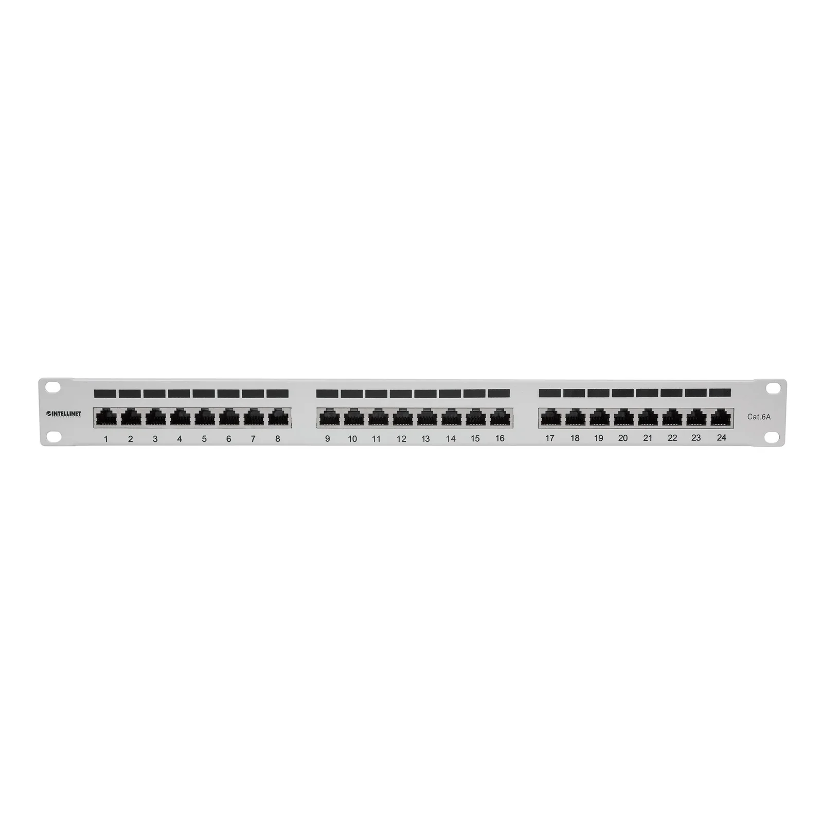 Intellinet Panneau de brassage, Cat6A, FTP, 24 ports, 1U, blindé, blocs 90° à insertion par le dessus (punch-down), gris