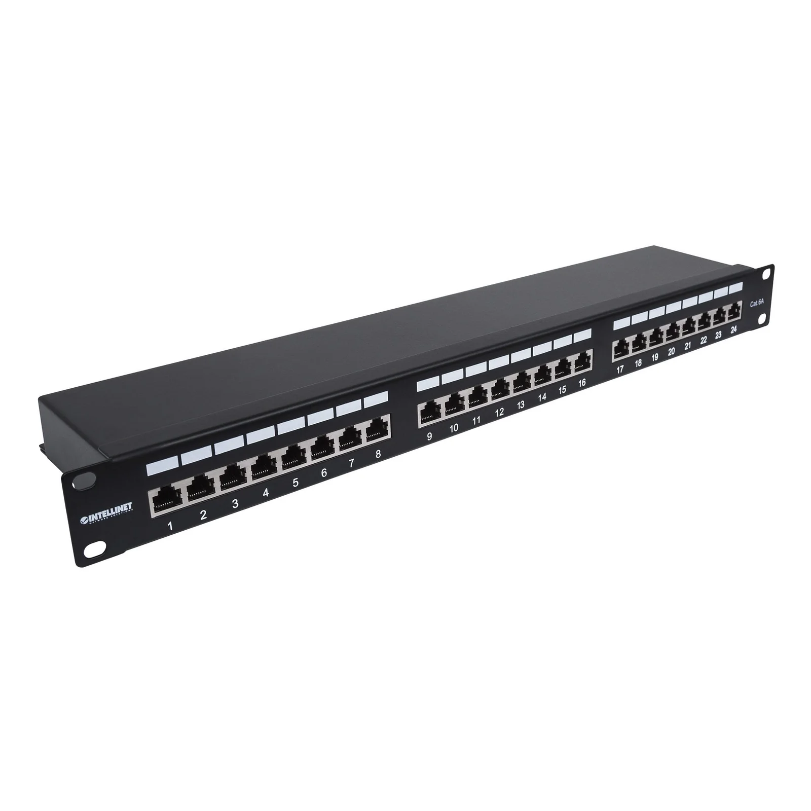 Intellinet Panneau de brassage, Cat6A, FTP, 24 ports, 1U, blindé, blocs 90° à insertion par le dessus (punch-down), noir