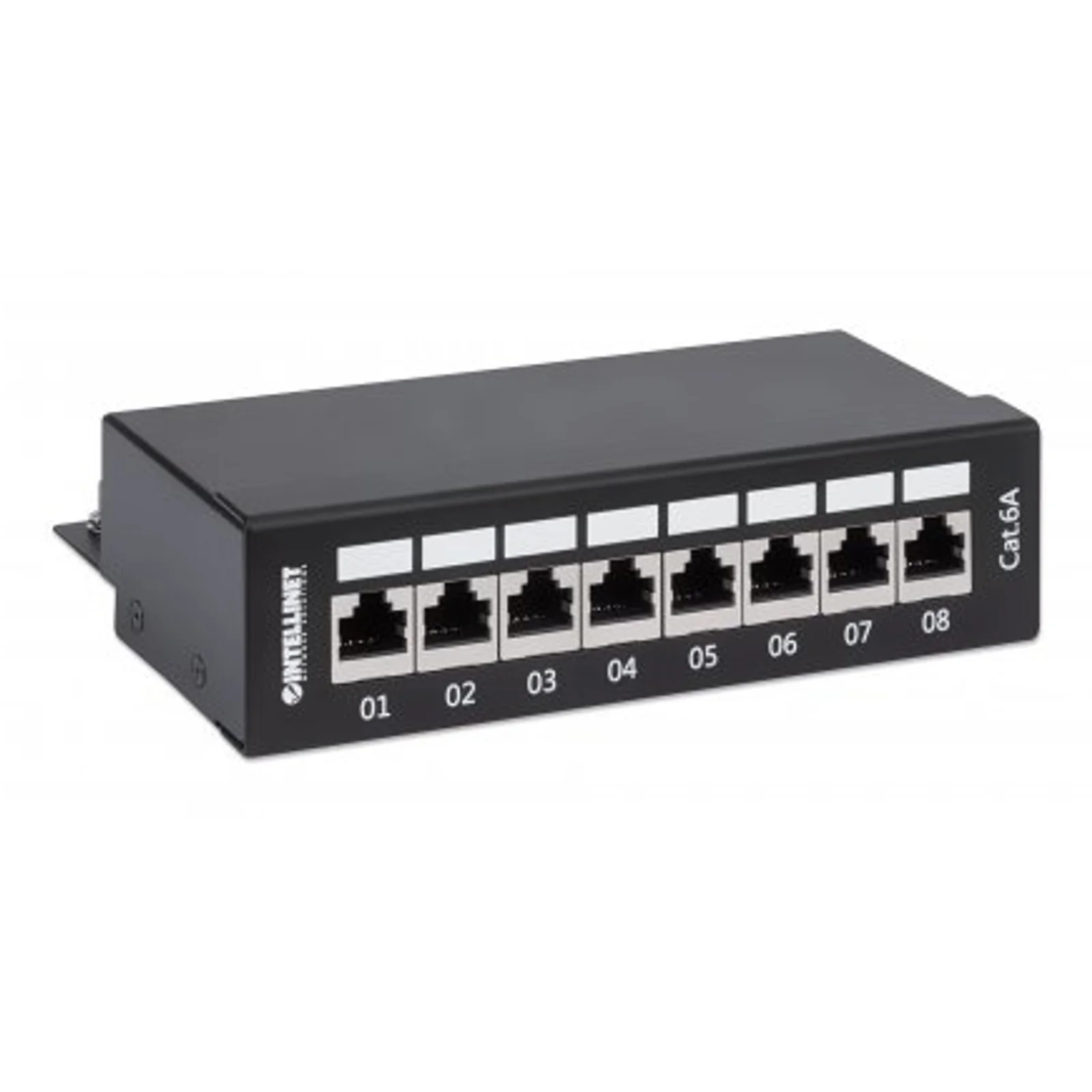 Intellinet Panneau de brassage, Cat6A, FTP, 8 ports, bureau, blindé, blocs 90° à insertion par le dessus (punch-down), noir