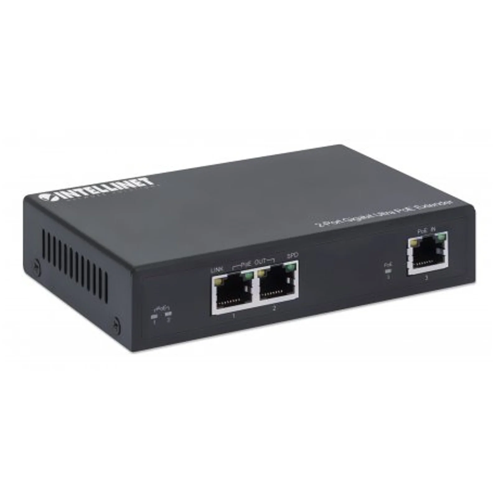 Intellinet Prolongateur Ultra PoE Gigabit 2 ports, extension PoE jusqu’à 100 m, budget PoE 60 W, 2 ports PSE de 30 W chacun, compatible IEEE 802.3bt/at/af, boîtier métal, Alimentation par Ethernet, Power Over Ethernet, garantie de 3 ans