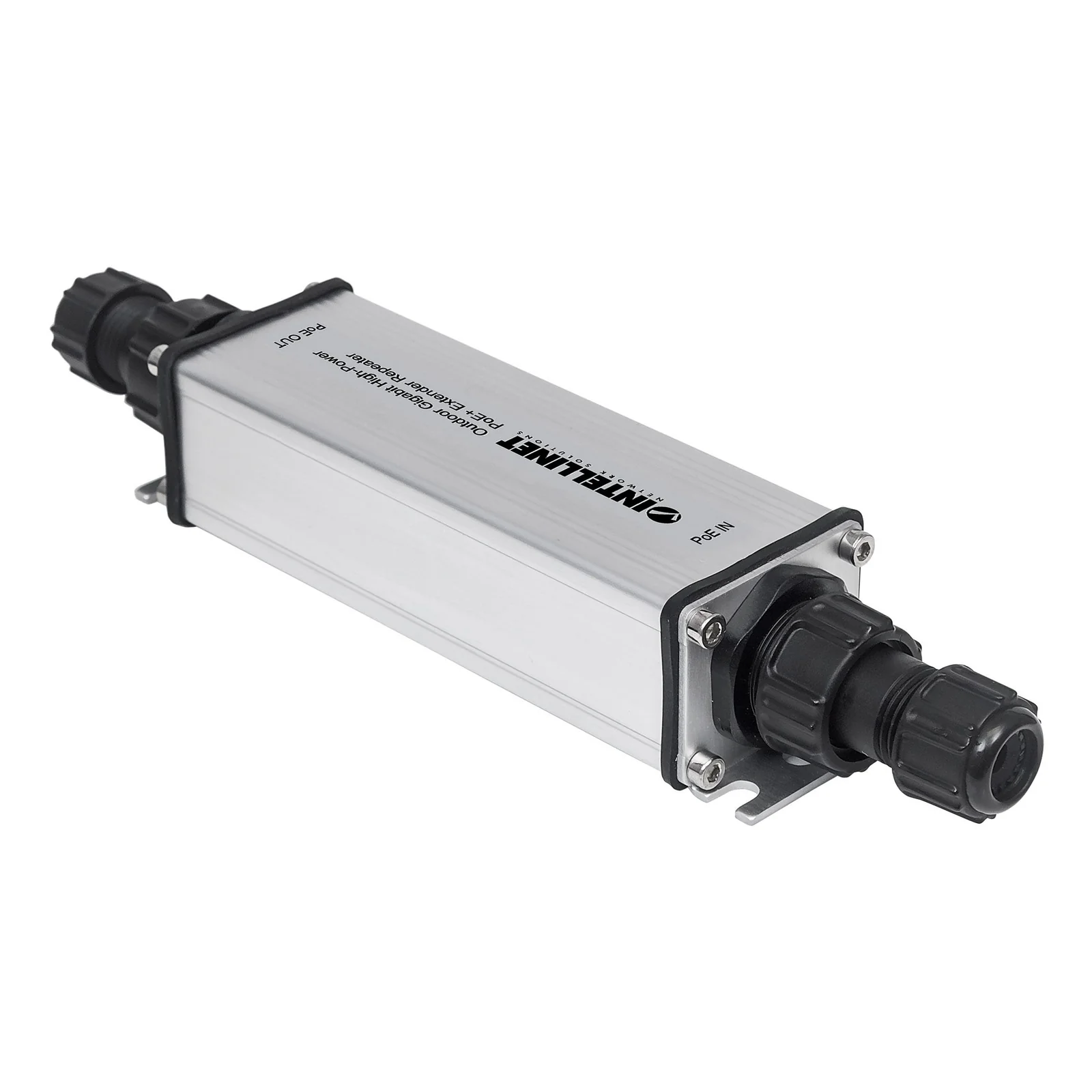Intellinet Répéteur-extenseur PoE+ Gigabit extérieur haute puissance, IEEE 802.3at/af, portée jusqu’à 100 m, métal, IP65, Alimentation par Ethernet, Power Over Ethernet, garantie de 3 ans