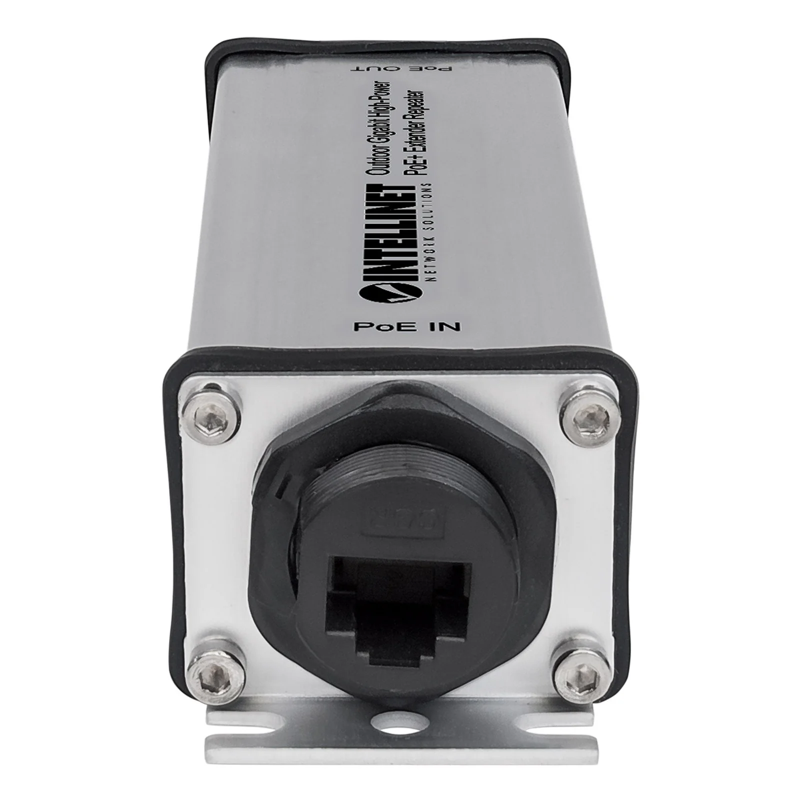 Intellinet Répéteur-extenseur PoE+ Gigabit extérieur haute puissance, IEEE 802.3at/af, portée jusqu’à 100 m, métal, IP65, Alimentation par Ethernet, Power Over Ethernet, garantie de 3 ans