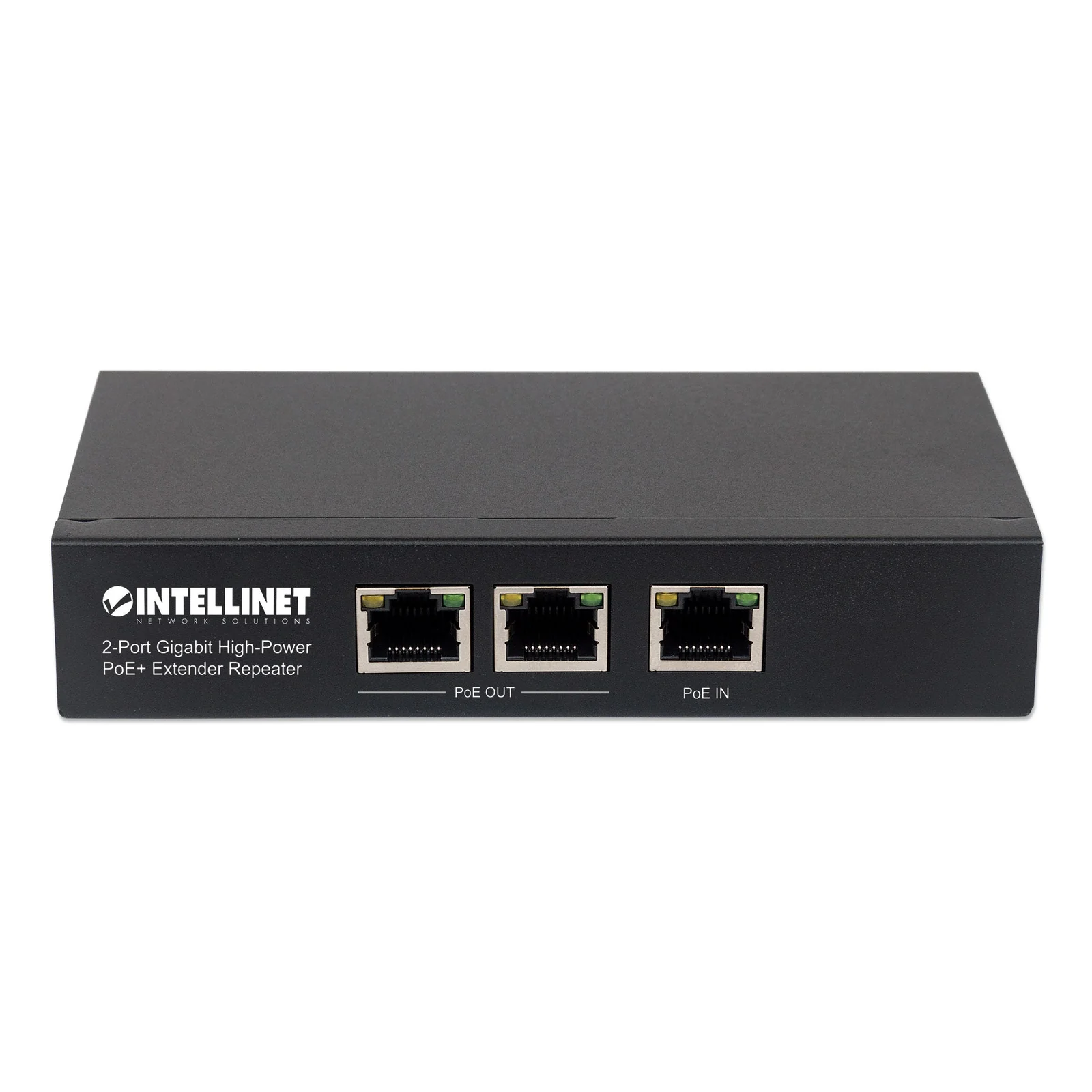 Intellinet Répéteur / prolongateur PoE+ Gigabit haute puissance 2 ports, compatible IEEE 802.3at/af (PoE+/PoE), boîtier métal, Alimentation par Ethernet, Power Over Ethernet, garantie de 3 ans