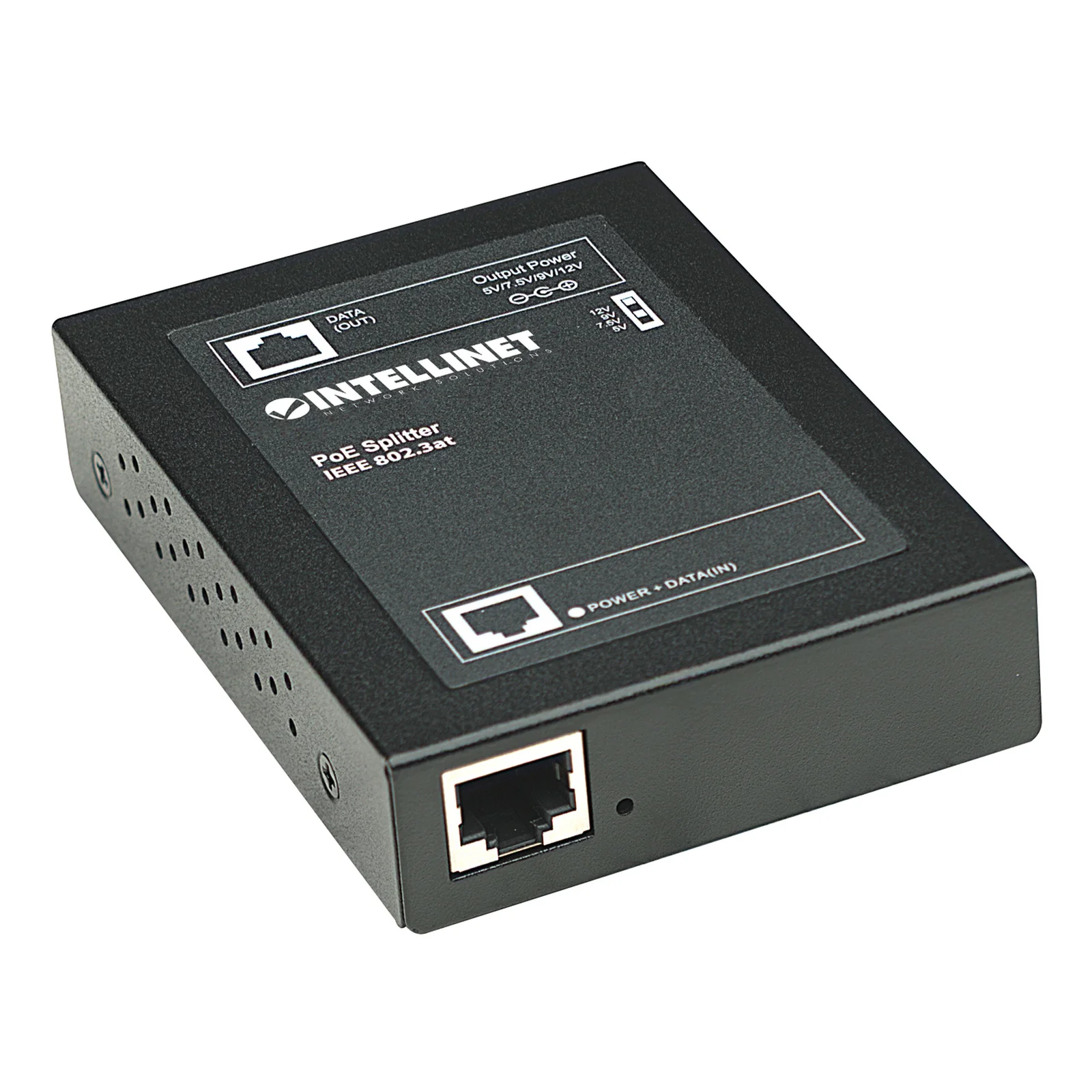 Intellinet Séparateur PoE+ Gigabit, Power Over Ethernet IEEE 802.3at/af, sortie DC 5 / 7,5 / 9 ou 12 V, Alimentation par Ethernet, garantie de 3 ans