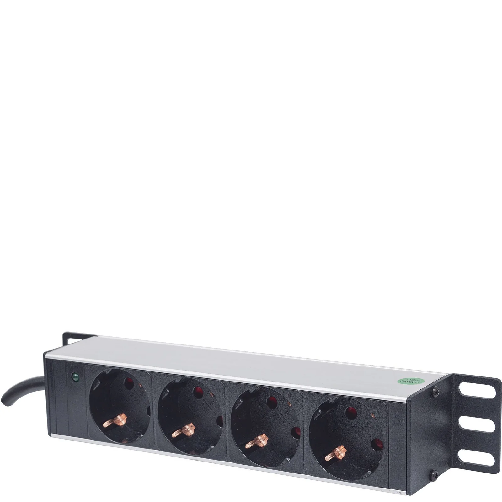 Unité de distribution d’alimentation (PDU) 10" 1U à 4 prises EU, avec voyant d’alimentation, sans protection contre les surtensions, prises EU CEE 7/3, câble d’alimentation 1,8 m, sortie, montage en rack, garantie trois ans