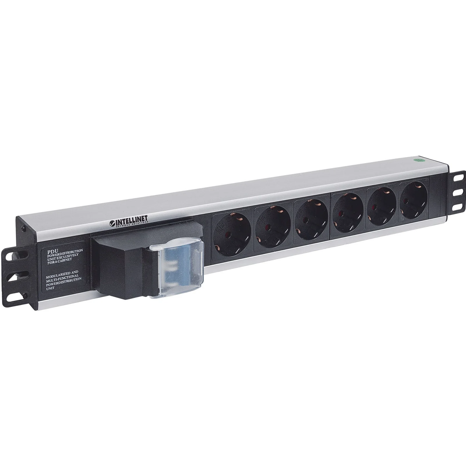 Intellinet Unité de distribution d’alimentation (PDU) 19" 1,5U à 6 prises EU, avec double interrupteur, sans protection contre les surtensions, prises EU CEE 7/3, câble d’alimentation 1,8 m, sortie, montage en rack, garantie trois ans