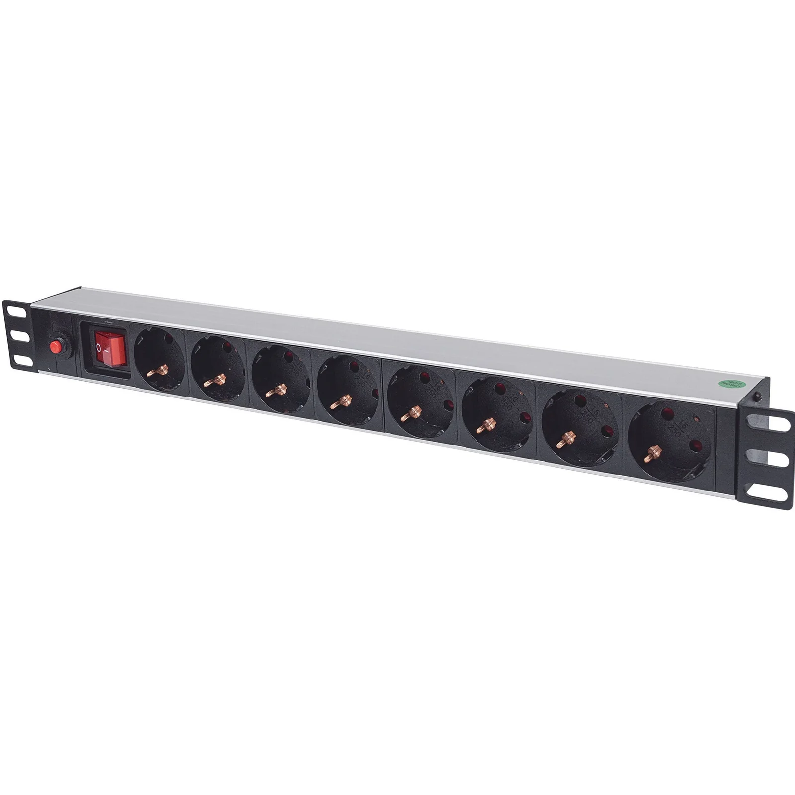 Unité de distribution d’alimentation (PDU) 19" 1U à 8 prises EU, avec interrupteur marche/arrêt et protection contre les surcharges, prises EU CEE 7/3, câble d’alimentation 3 m, sortie, montage en rack, garantie trois ans