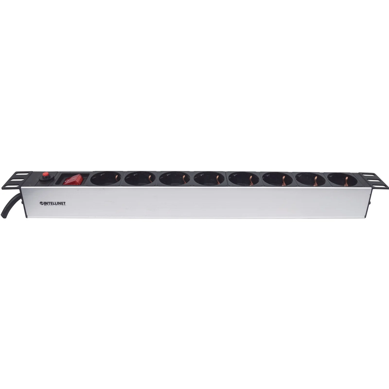 Intellinet Unité de distribution d’alimentation (PDU) 19" 1U à 8 prises EU, avec interrupteur marche/arrêt et protection contre les surcharges, prises EU CEE 7/3, câble d’alimentation 3 m, sortie, montage en rack, garantie trois ans