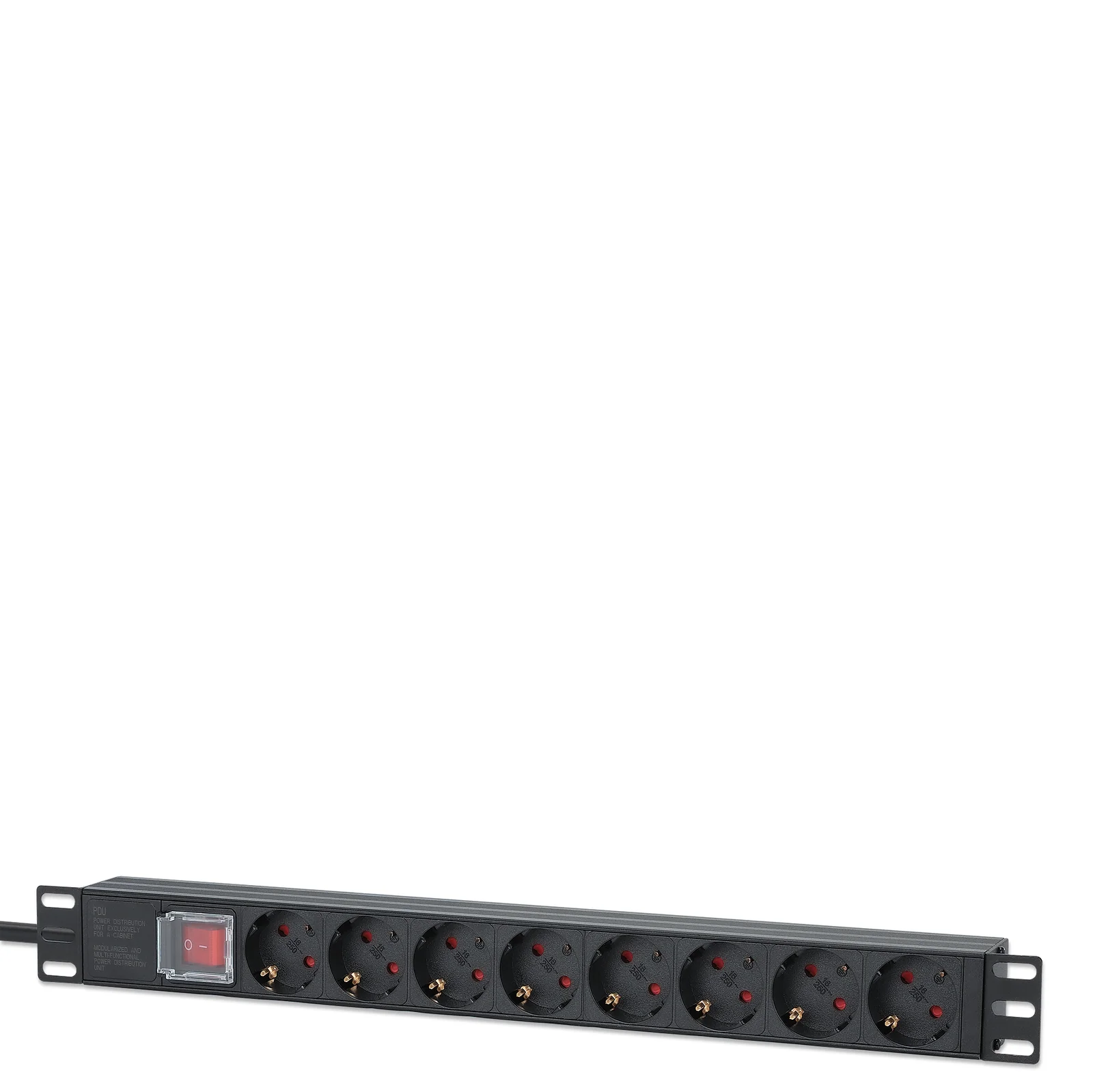 Unité de distribution d’alimentation (PDU) 19" 1U à 8 prises EU, avec interrupteur marche/arrêt, montage horizontal, 16 A, prises EU CEE 7/3, câble d’alimentation 2 m, sortie, montage en rack, garantie trois ans