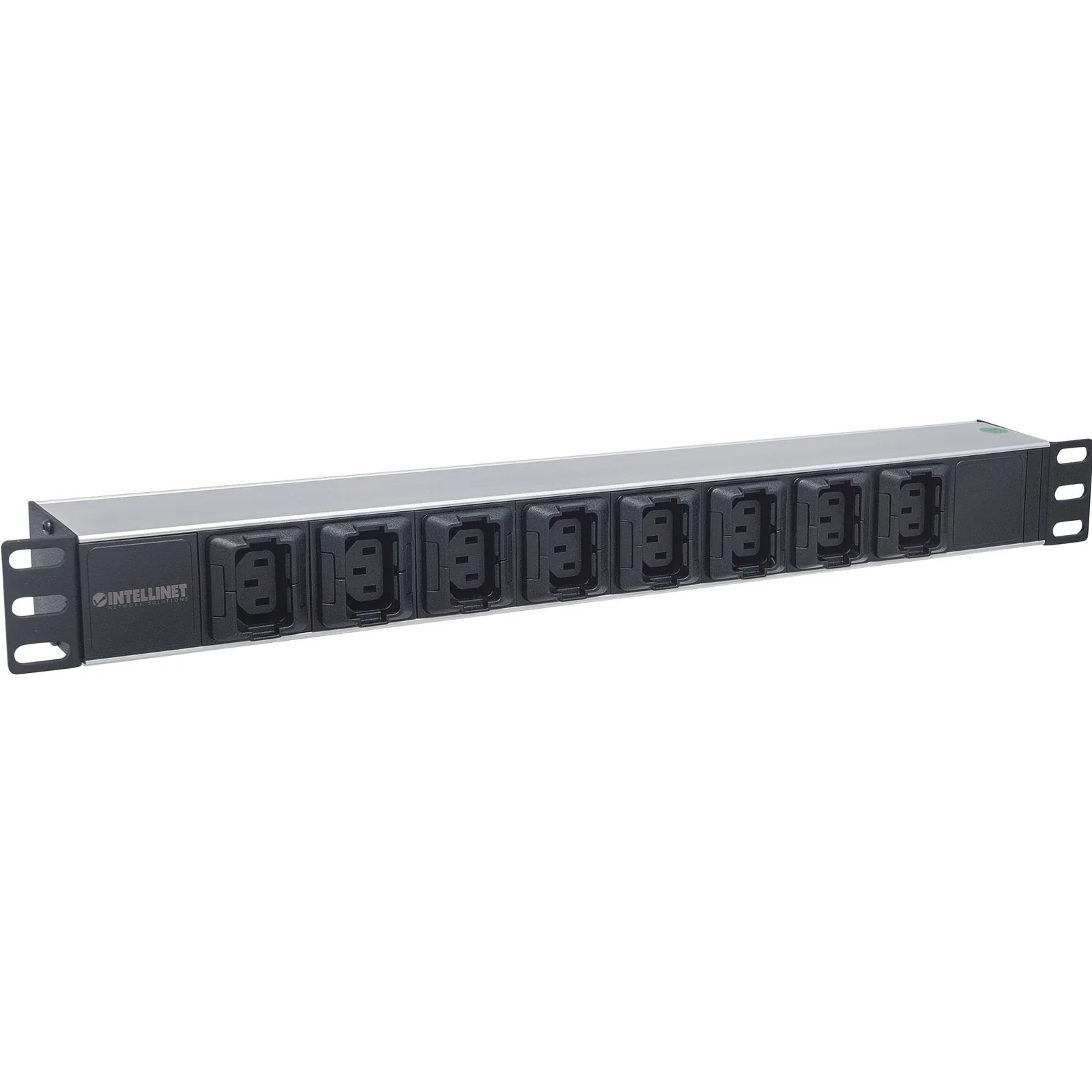 Intellinet Unité de distribution d’alimentation (PDU) 19" 1U à 8 prises EU, prises C13, entrée arrière C20, anti-débranchement, câble d’alimentation 2 m amovible, sortie, montage en rack, garantie trois ans