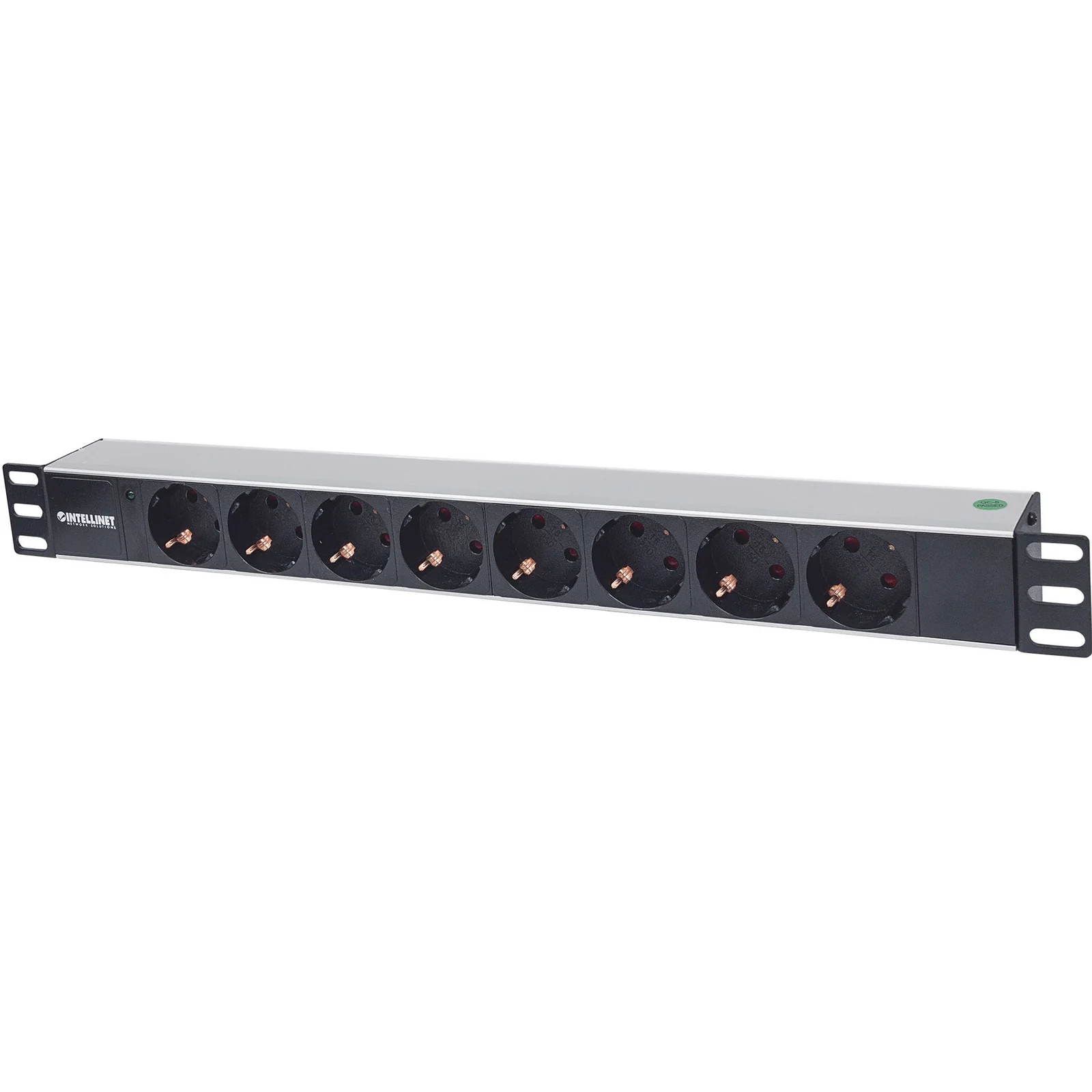 Unité de distribution d’alimentation (PDU) 19" 1U à 8 prises EU, voyant LED uniquement, sans protection contre les surtensions, prises EU CEE 7/3, câble d’alimentation 1,8 m, sortie, montage en rack, garantie trois ans