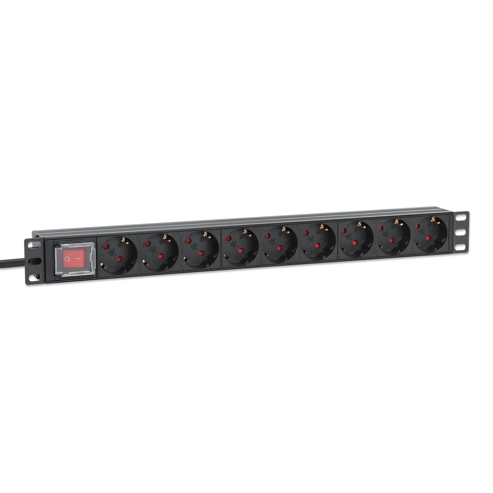 Intellinet Unité de distribution d’alimentation (PDU) 19" 1U à 9 prises EU, avec interrupteur marche/arrêt, montage horizontal, 16 A, prises EU CEE 7/3, câble d’alimentation 2 m, sortie, montage en rack, garantie trois ans