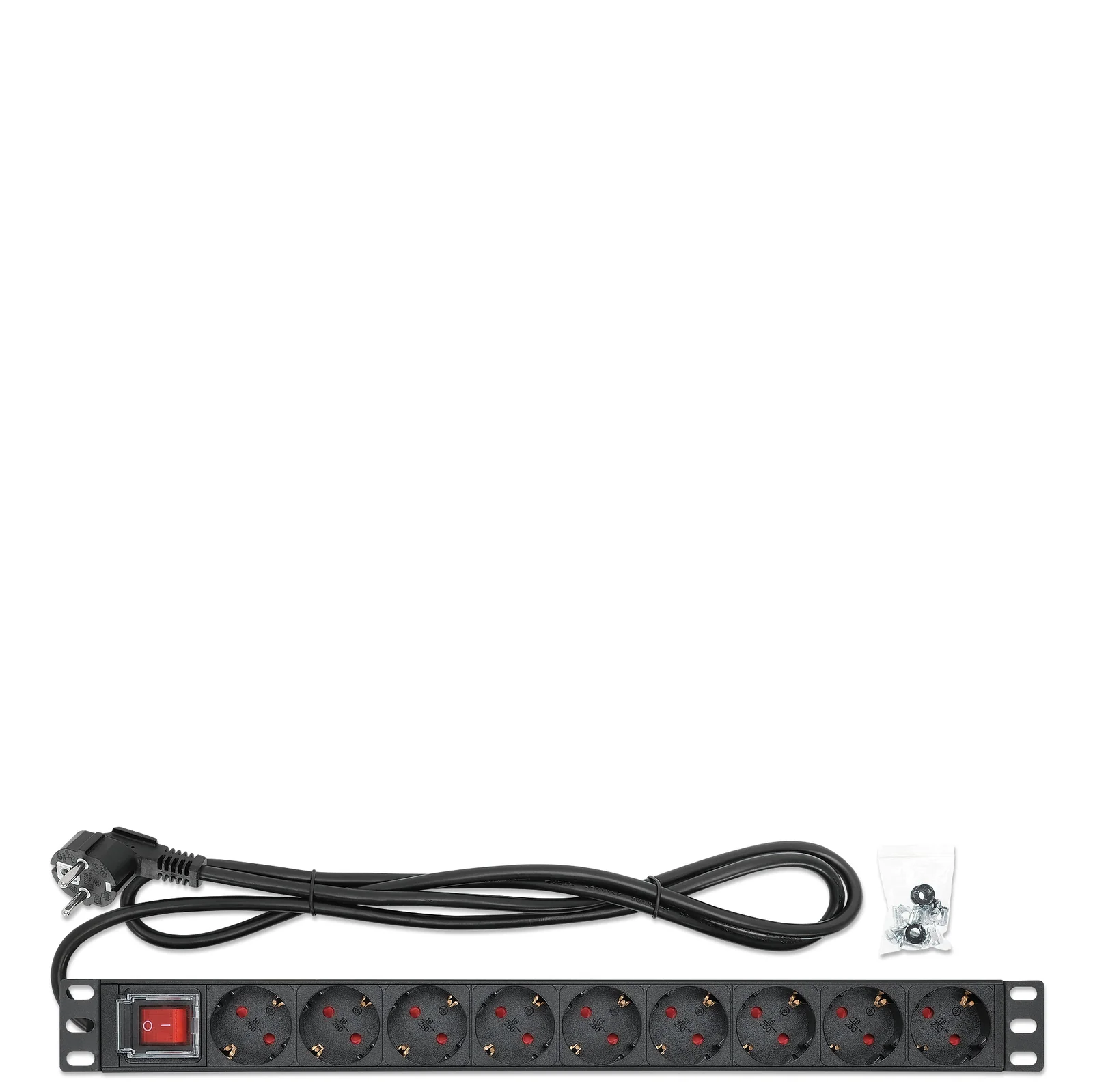 Intellinet Unité de distribution d’alimentation (PDU) 19" 1U à 9 prises EU, avec interrupteur marche/arrêt, montage horizontal, 16 A, prises EU CEE 7/3, câble d’alimentation 2 m, sortie, montage en rack, garantie trois ans